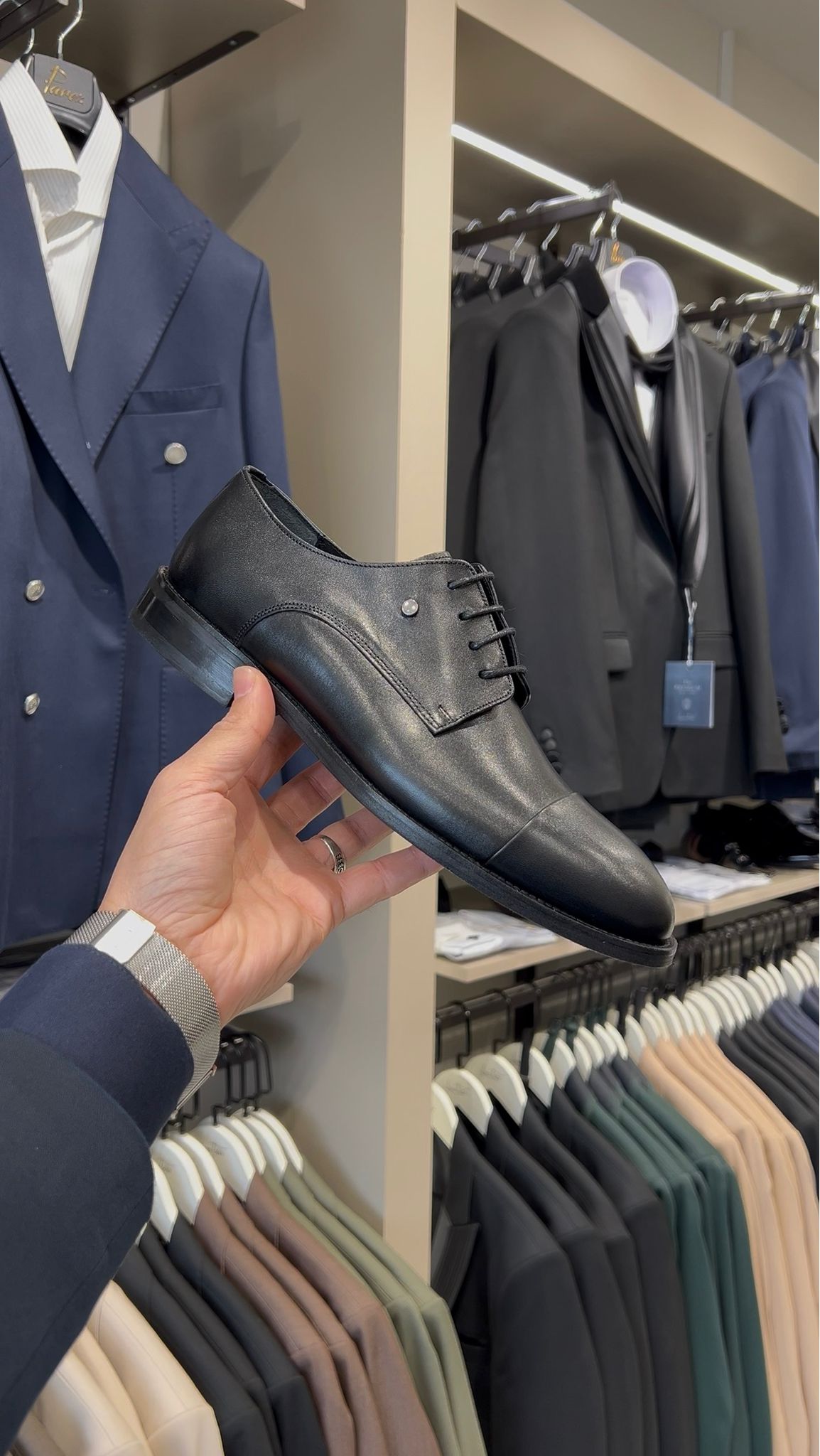 Erkek Klasik Bağcıklı Hakiki Deri Ayakkabı - Siyah