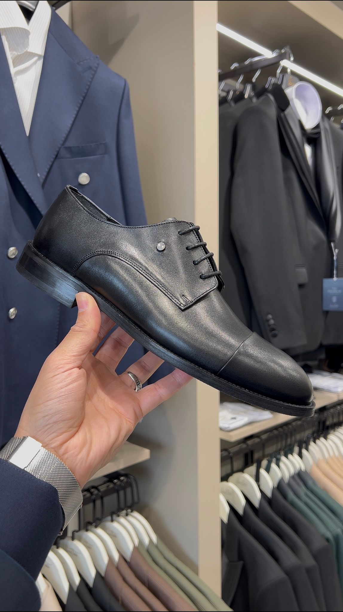 Erkek Klasik Bağcıklı Hakiki Deri Ayakkabı - Siyah