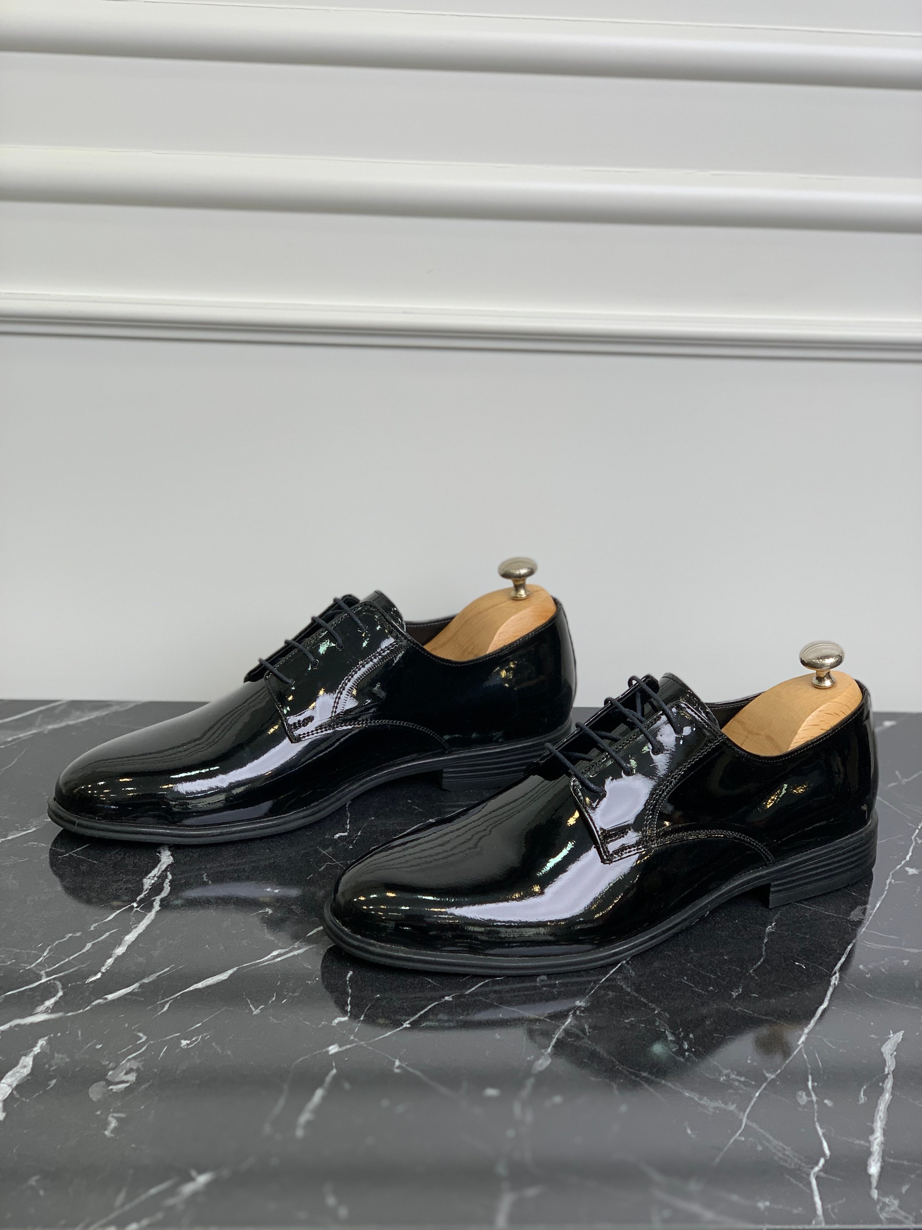 Erkek Klasik Rugan Bağcıklı Ayakkabı - Siyah