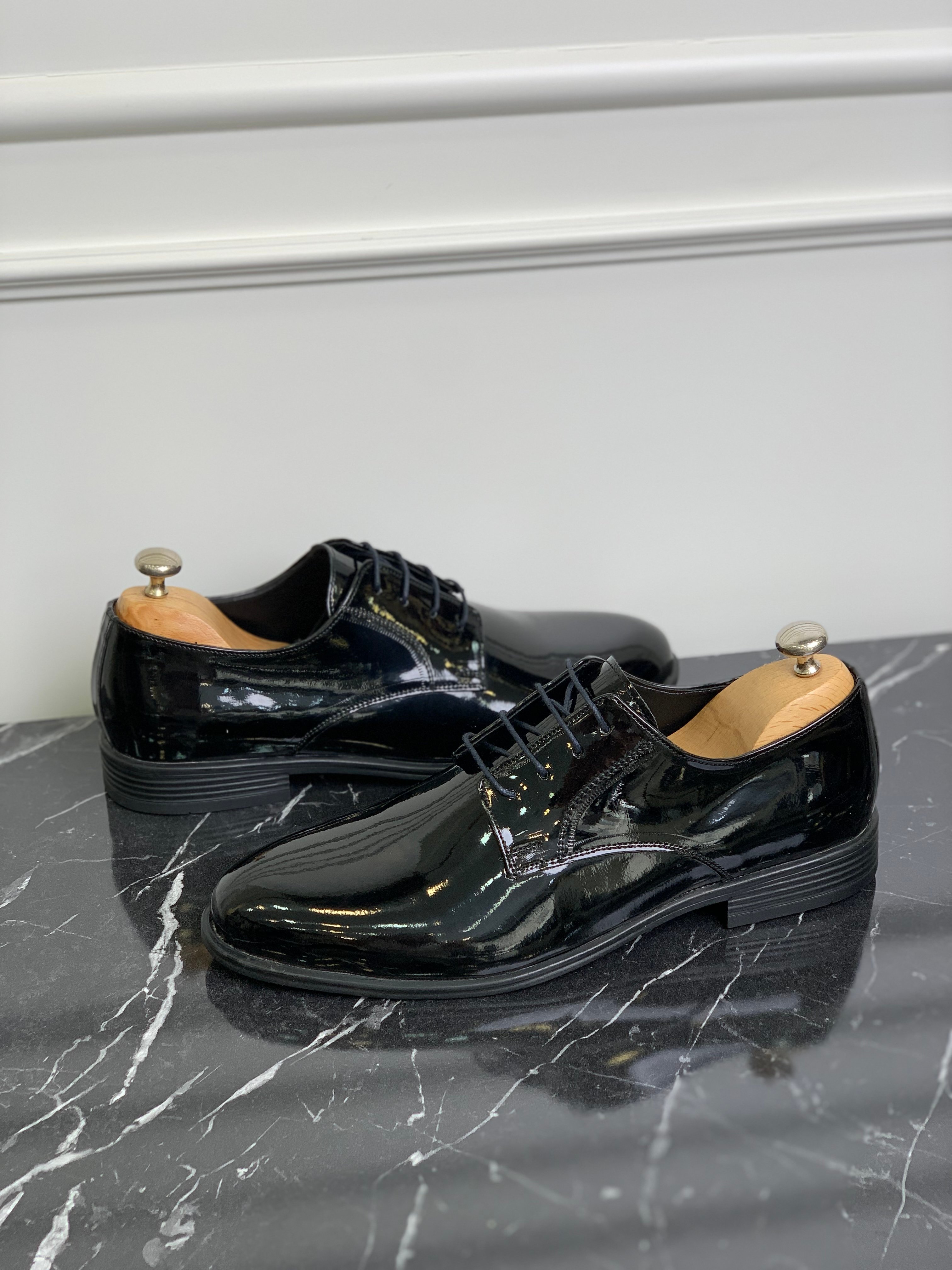 Erkek Klasik Rugan Bağcıklı Ayakkabı - Siyah