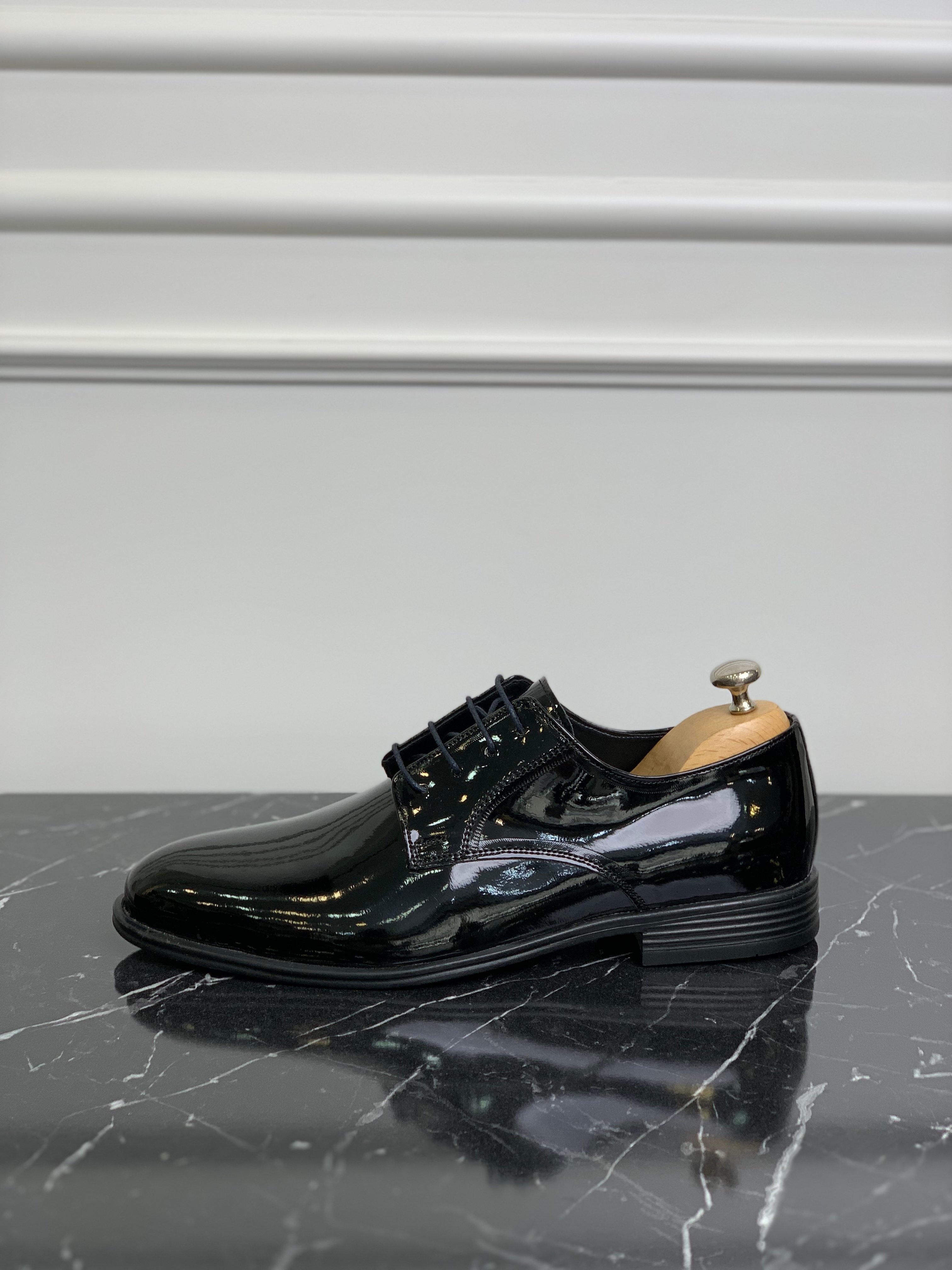 Erkek Klasik Rugan Bağcıklı Ayakkabı - Siyah