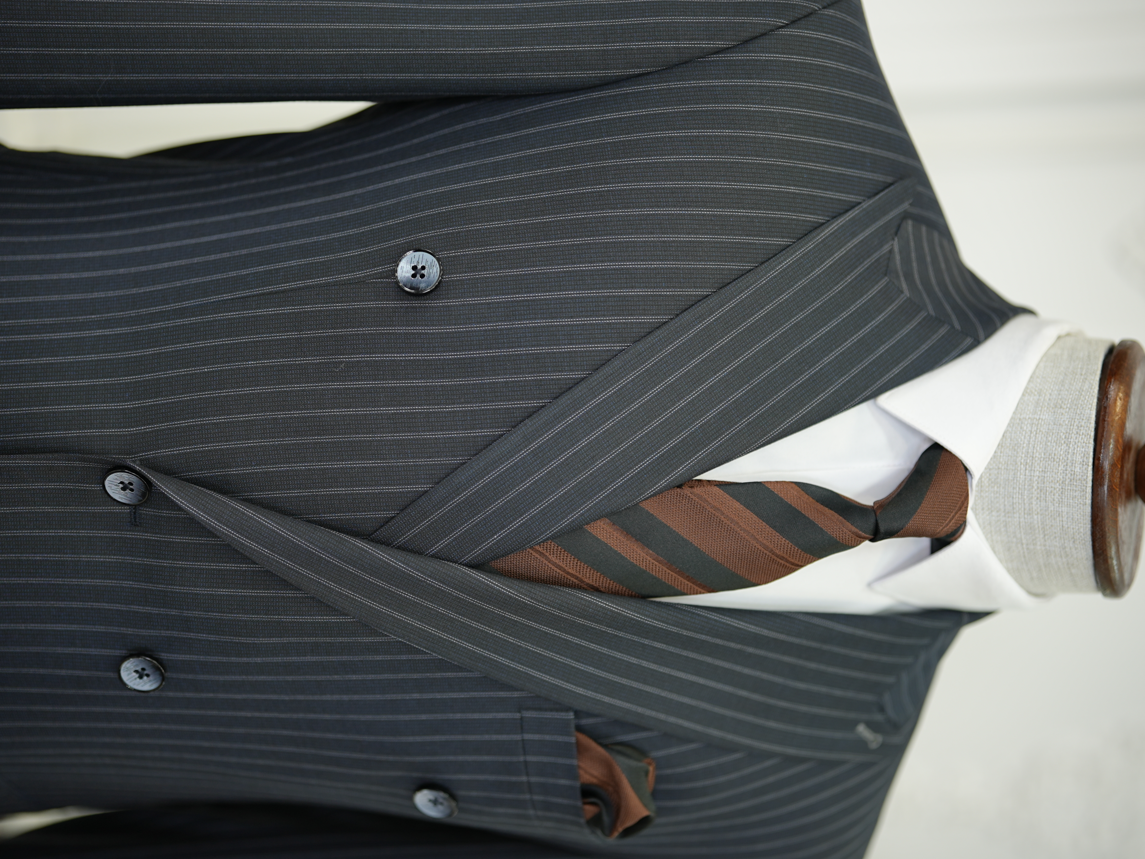 Erkek Kruvaze Piliseli Tokalı Pantolon Takım Elbise Slim Fit İtalyan Stil Ceket Pantolon-Koyu Lacivert