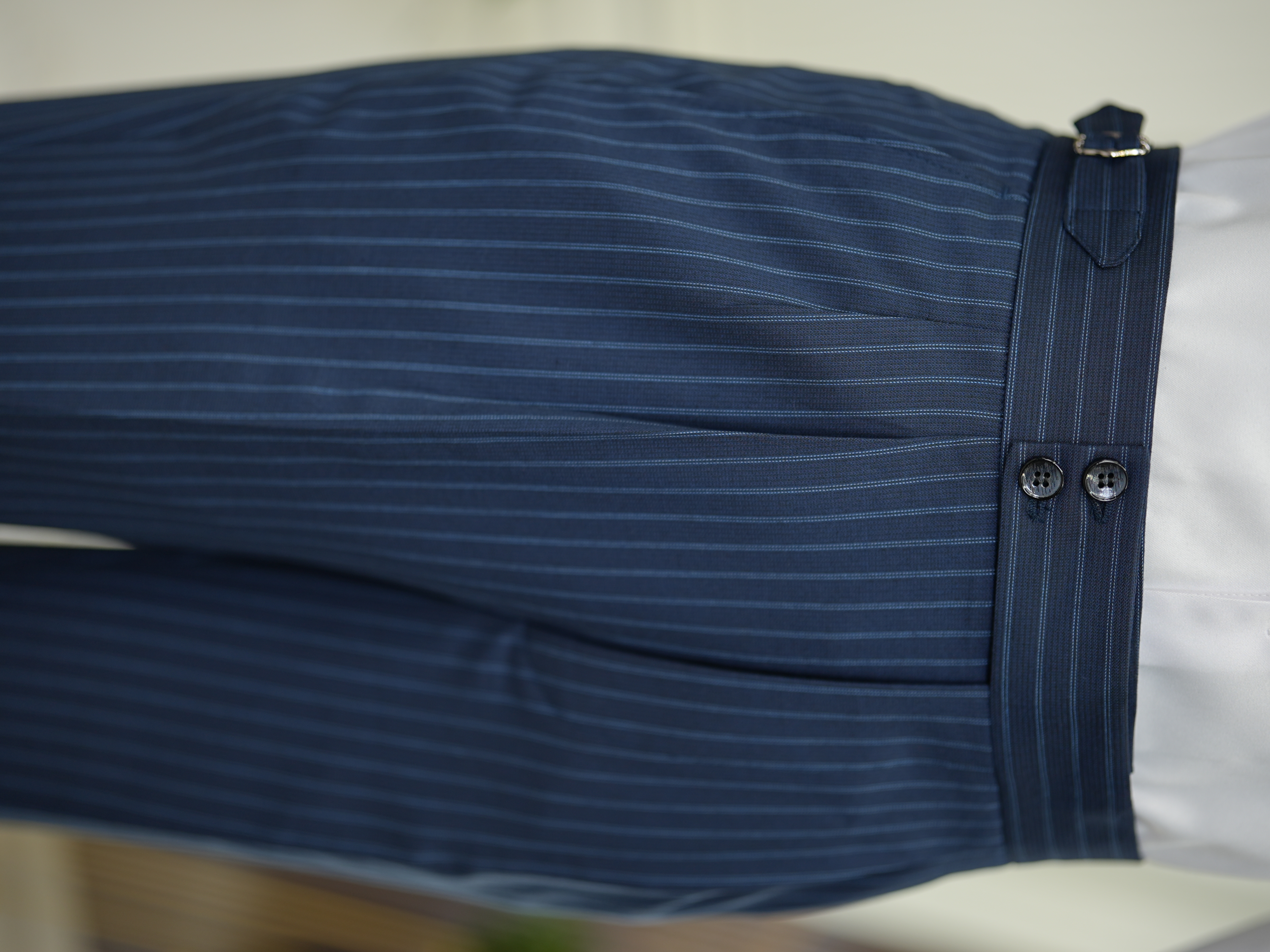 Erkek Kruvaze Piliseli Tokalı Pantolon Takım Elbise Slim Fit İtalyan Stil Ceket Pantolon-Lacivert