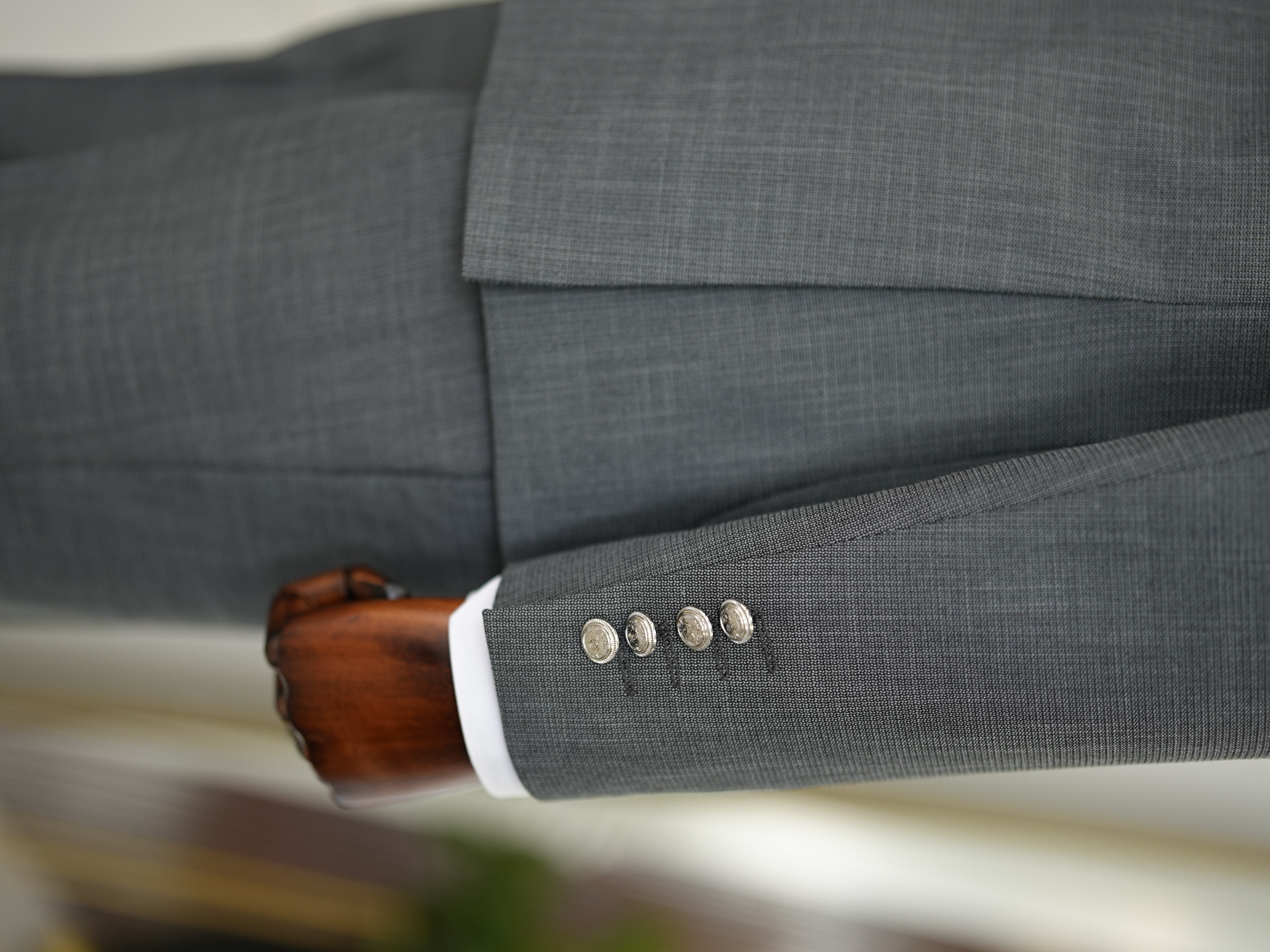 Salopette da uomo doppiopetto con bottoni in metallo, tasca, pantaloni da giacca slim fit taglio italiano - Grigio