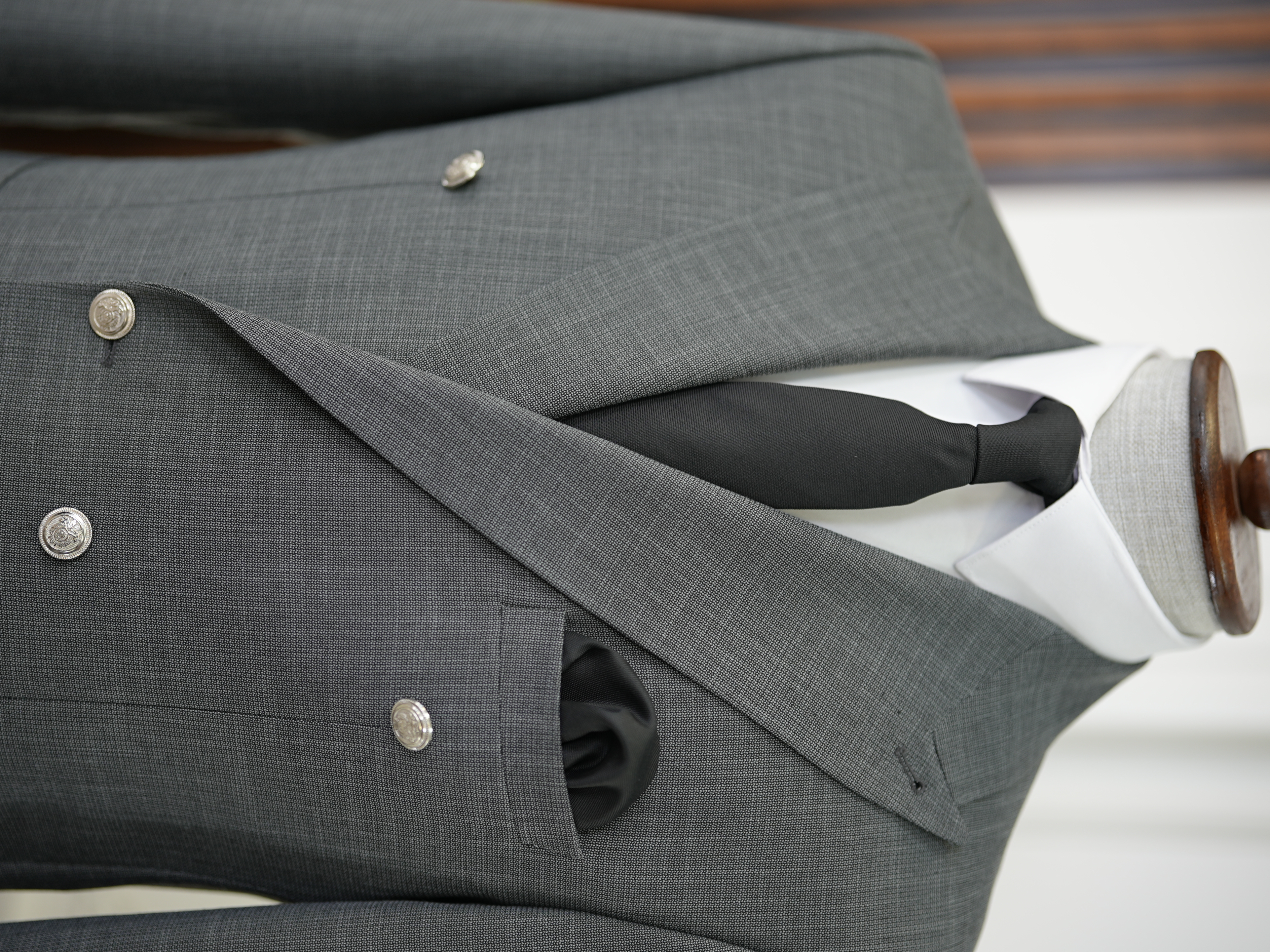 Salopette da uomo doppiopetto con bottoni in metallo, tasca, pantaloni da giacca slim fit taglio italiano - Grigio
