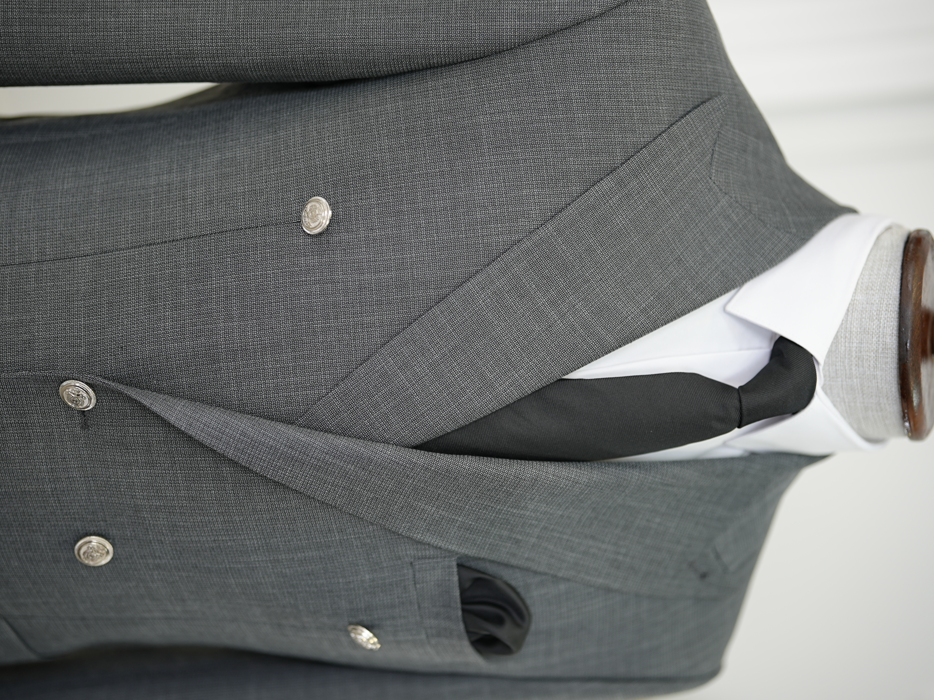 Salopette da uomo doppiopetto con bottoni in metallo, tasca, pantaloni da giacca slim fit taglio italiano - Grigio