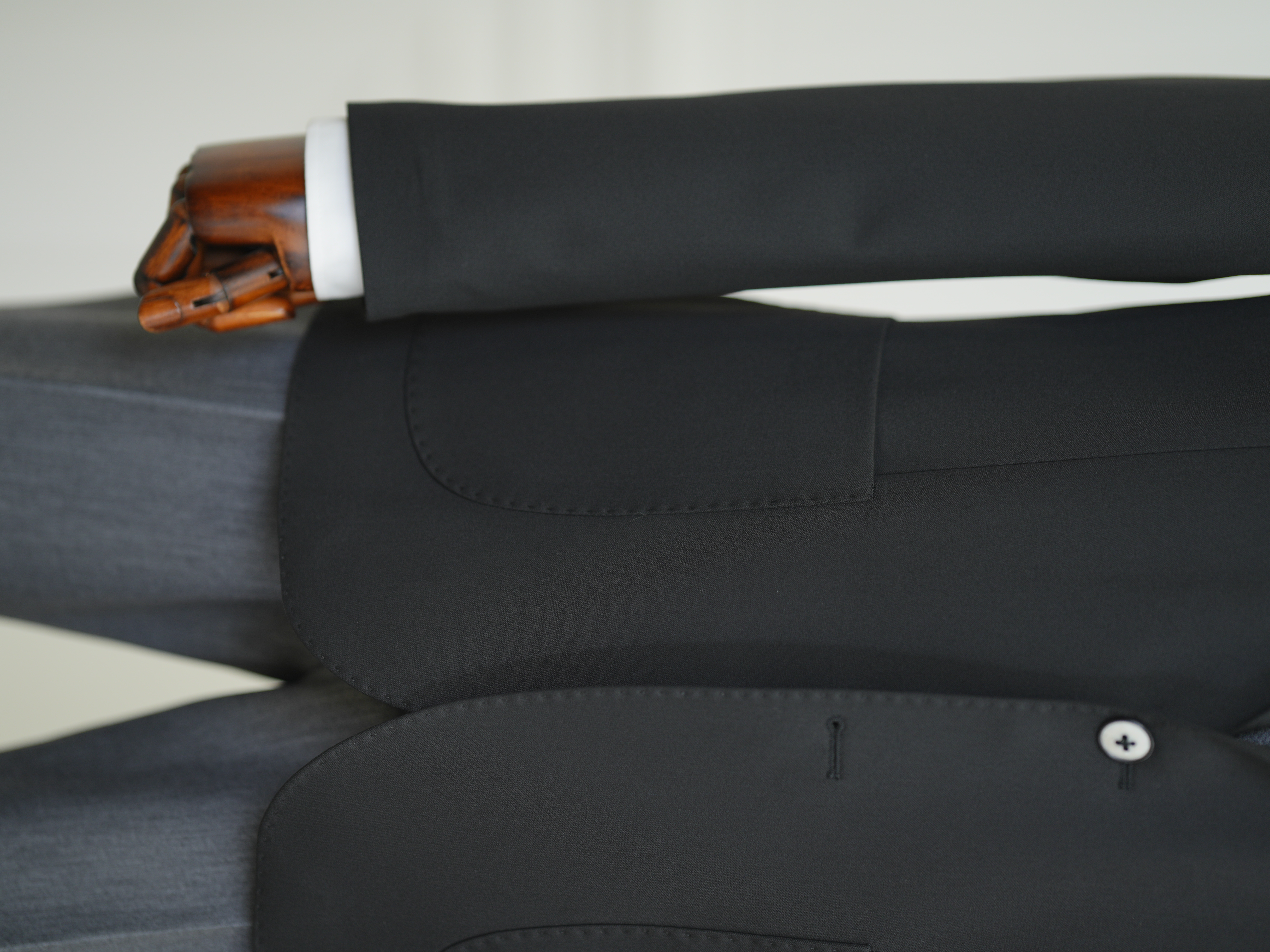 Erkek Premium İtalyan Stil Slim Fit Erkek Punto Dikişli Torba Cepli Yarım Astarlı Ceket - Siyah
