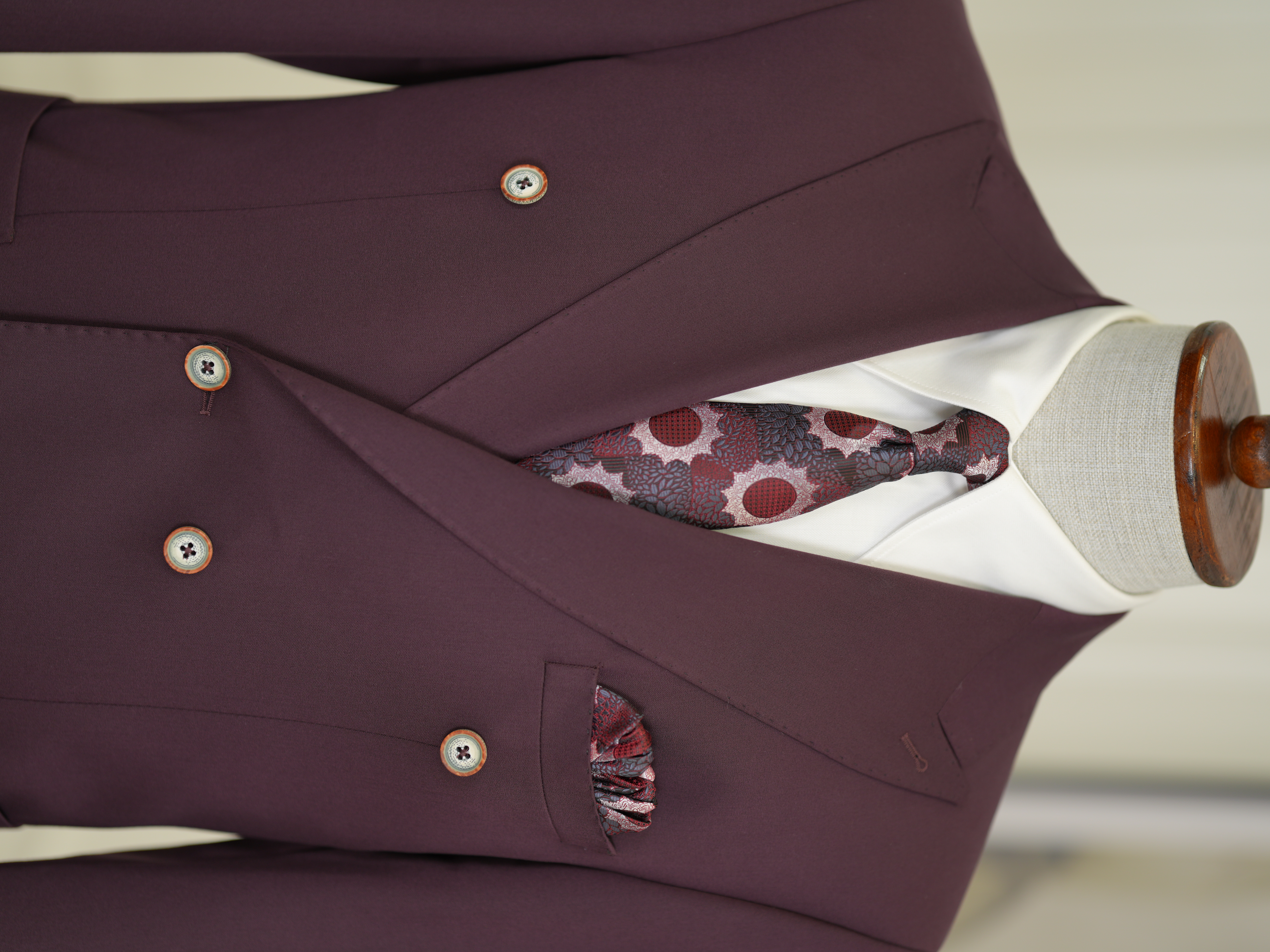 Erkek Premium İtalyan Stil Slim Fit Erkek Punto Dikişli Torba Cepli Yarım Astarlı Kruvaze Ceket-Mor