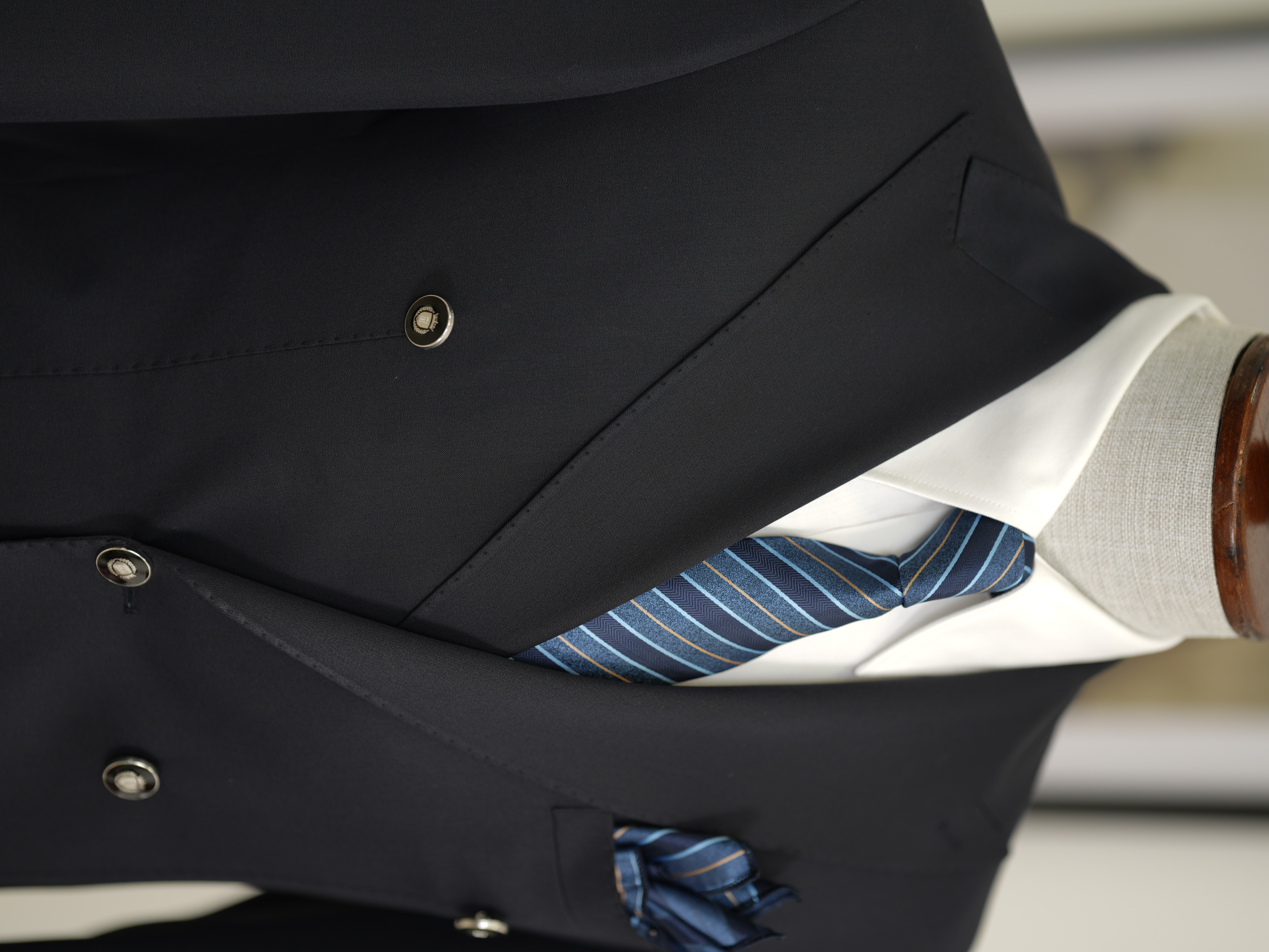 Erkek Premium İtalyan Stil Slim Fit Erkek Punto Dikişli Torba Cepli Yarım Astarlı Kruvaze Ceket - Laci