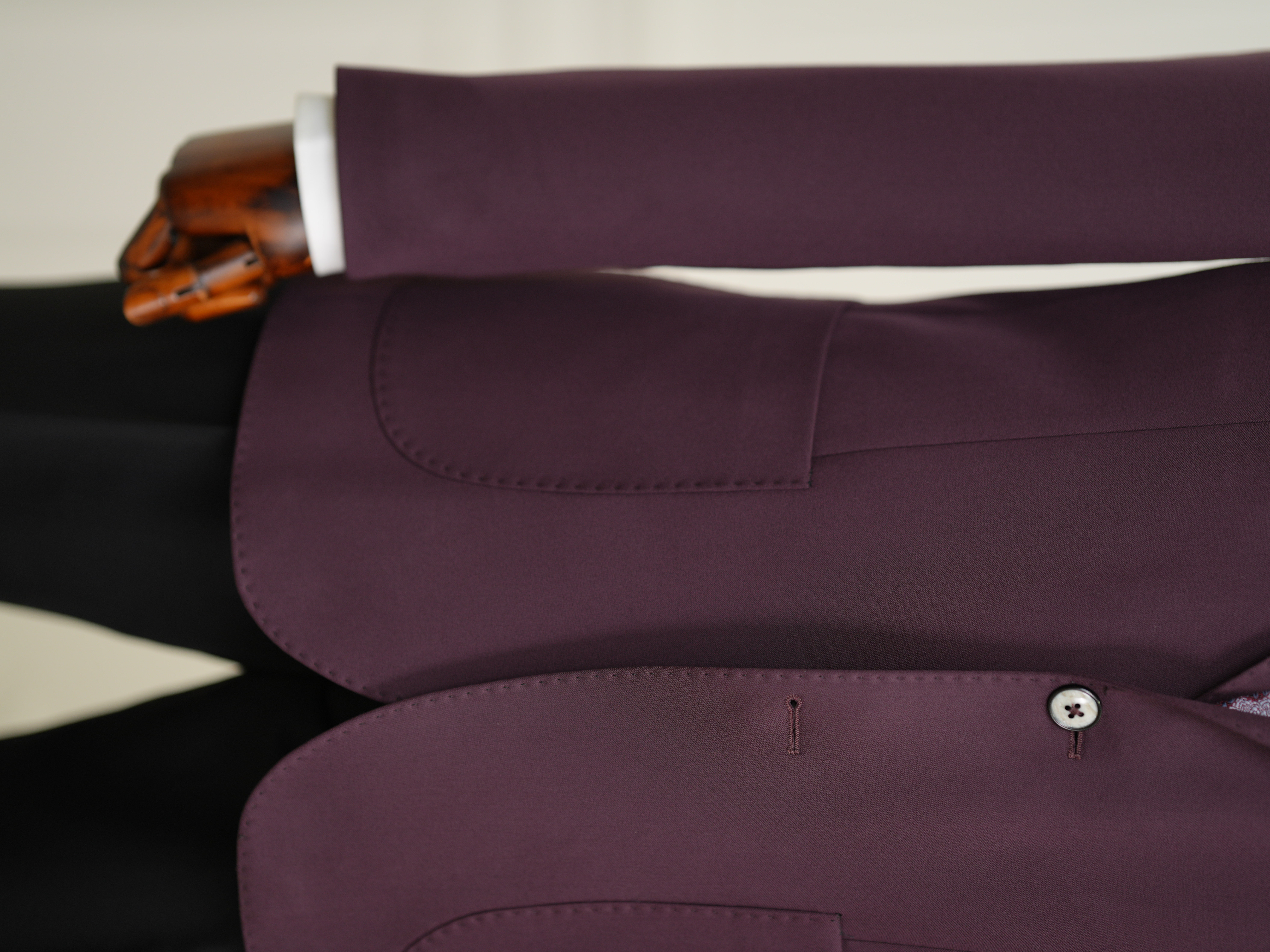 Erkek Premium İtalyan Stil Slim Fit Erkek Punto Dikişli Torba Cepli Yarım Astarlı Ceket - Mor