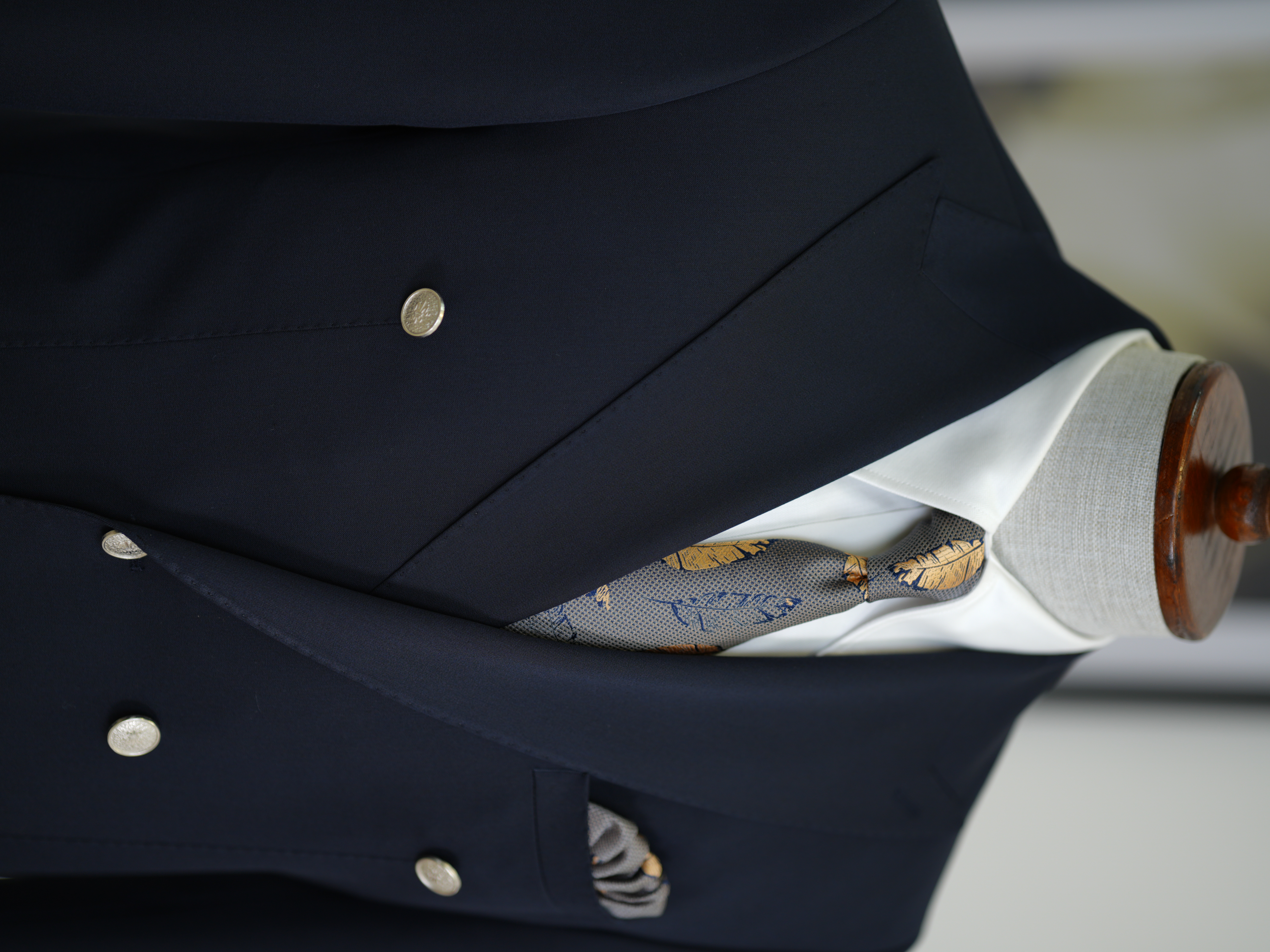 Erkek Premium İtalyan Stil Slim Fit Erkek Punto Dikişli Torba Cepli Yarım Astarlı Kruvaze Ceket - Koyu Lacivert
