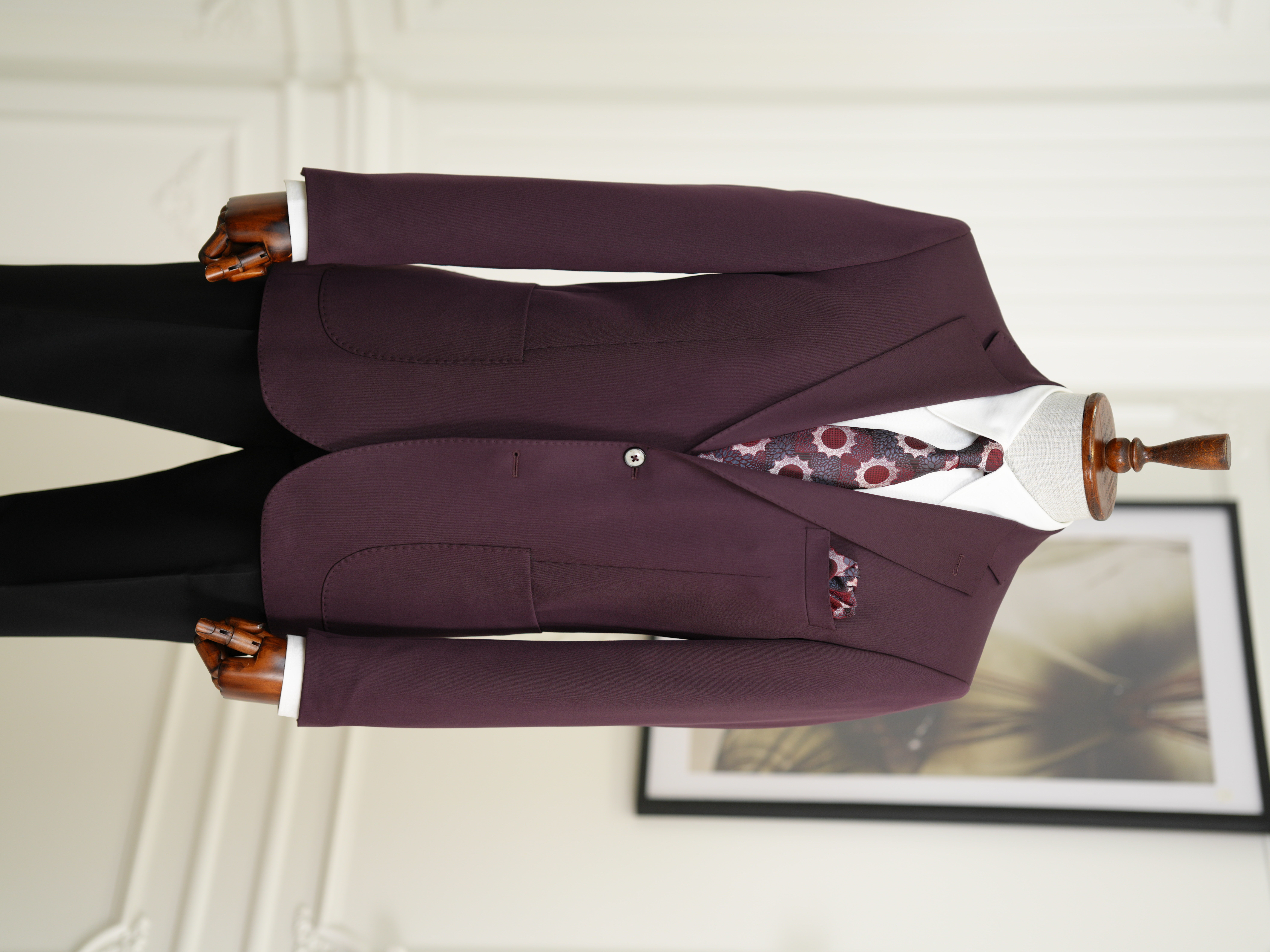 Erkek Premium İtalyan Stil Slim Fit Erkek Punto Dikişli Torba Cepli Yarım Astarlı Ceket - Mor