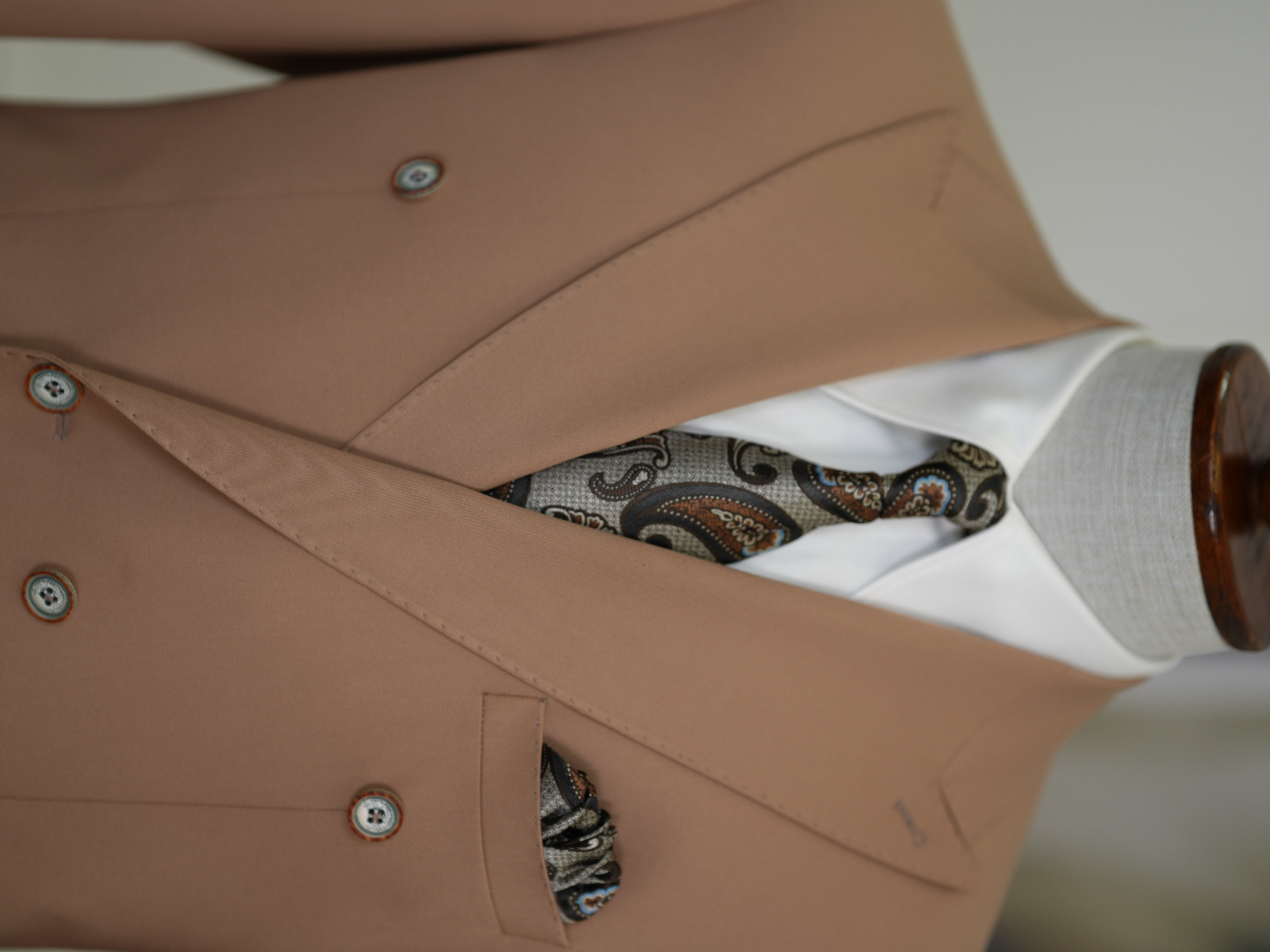 Erkek Premium İtalyan Stil Slim Fit Erkek Punto Dikişli Torba Cepli Yarım Astarlı Kruvaze Ceket-Taba