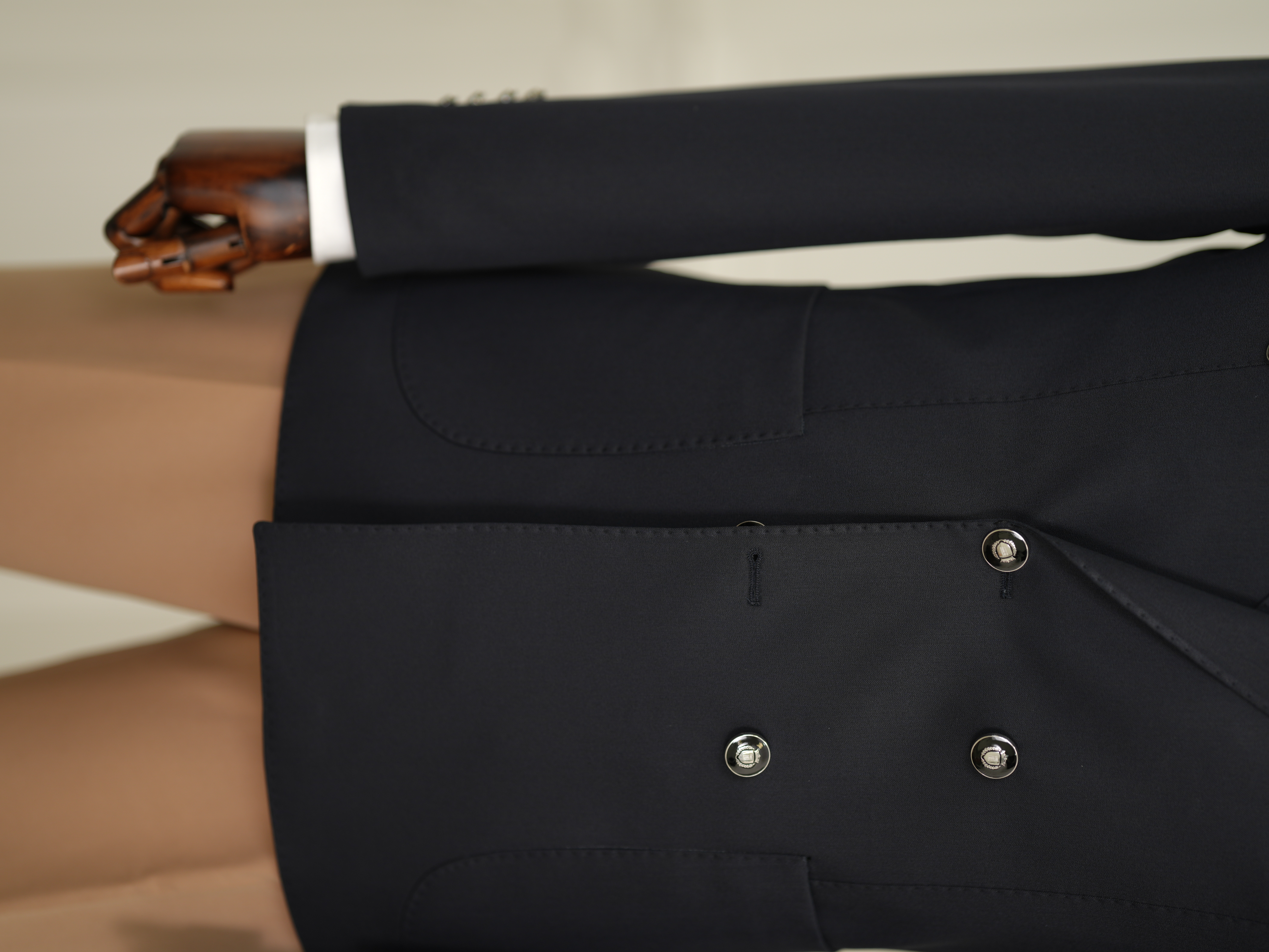 Erkek Premium İtalyan Stil Slim Fit Erkek Punto Dikişli Torba Cepli Yarım Astarlı Kruvaze Ceket - Laci