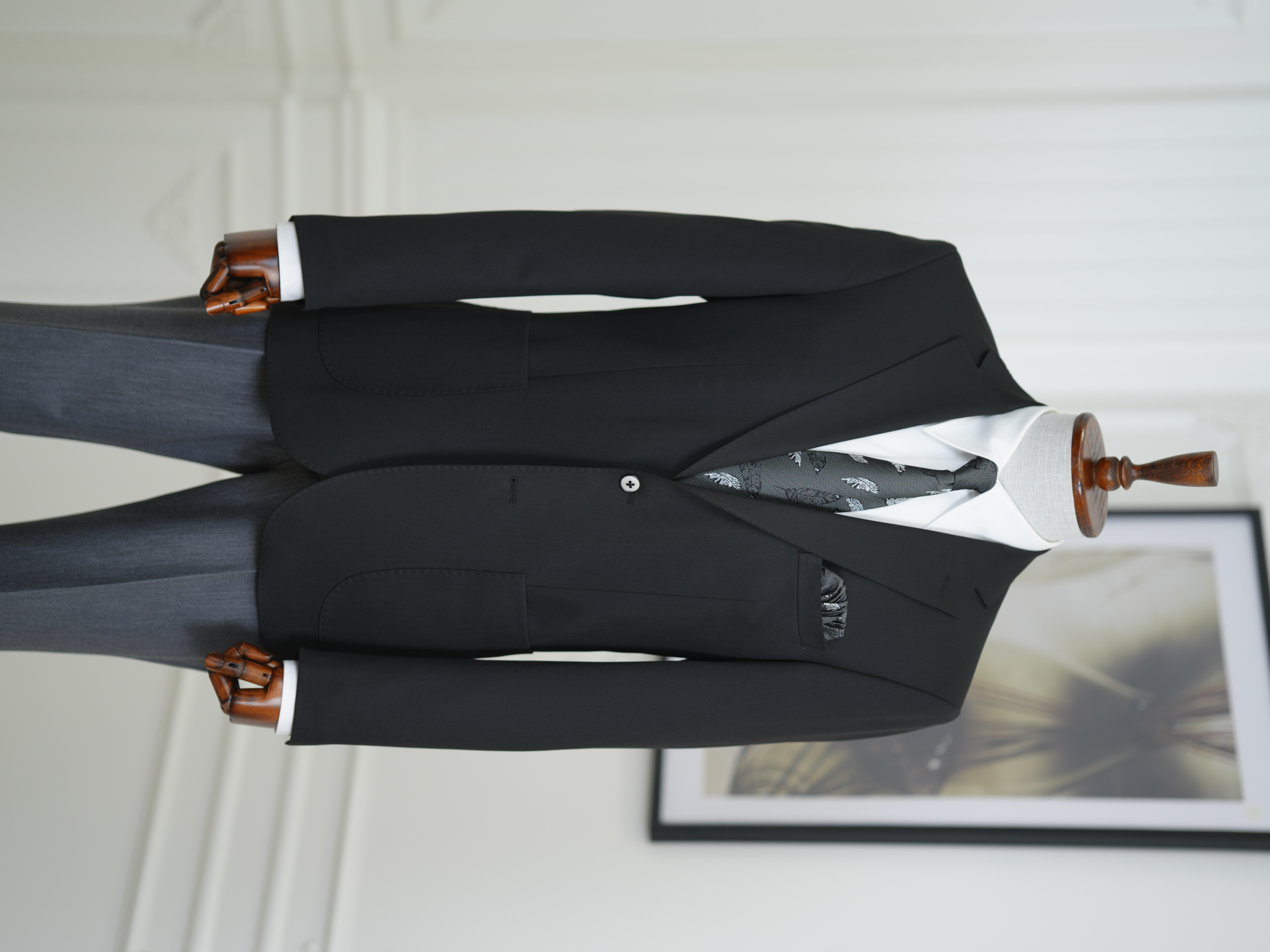 Erkek Premium İtalyan Stil Slim Fit Erkek Punto Dikişli Torba Cepli Yarım Astarlı Ceket - Siyah