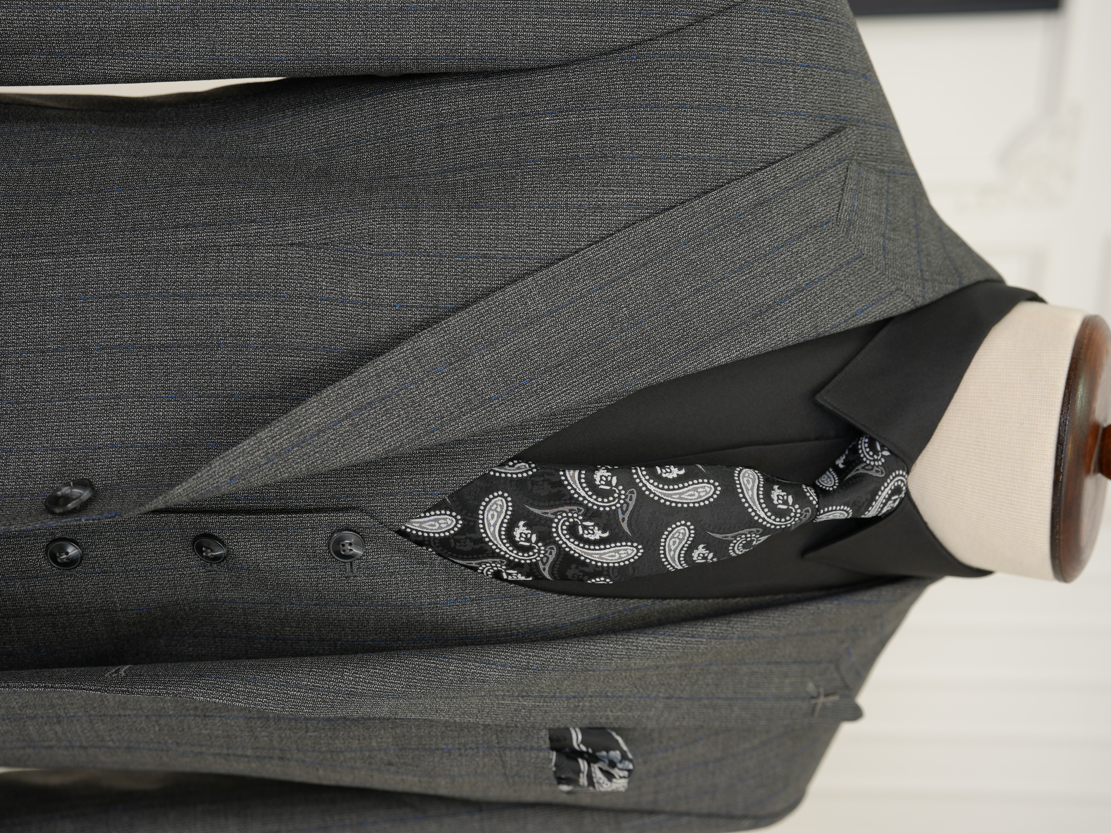 Erkek Premıum Takım Elbise İtalyan Stil Slim Fit Ceket Yelek Pantolon - Füme
