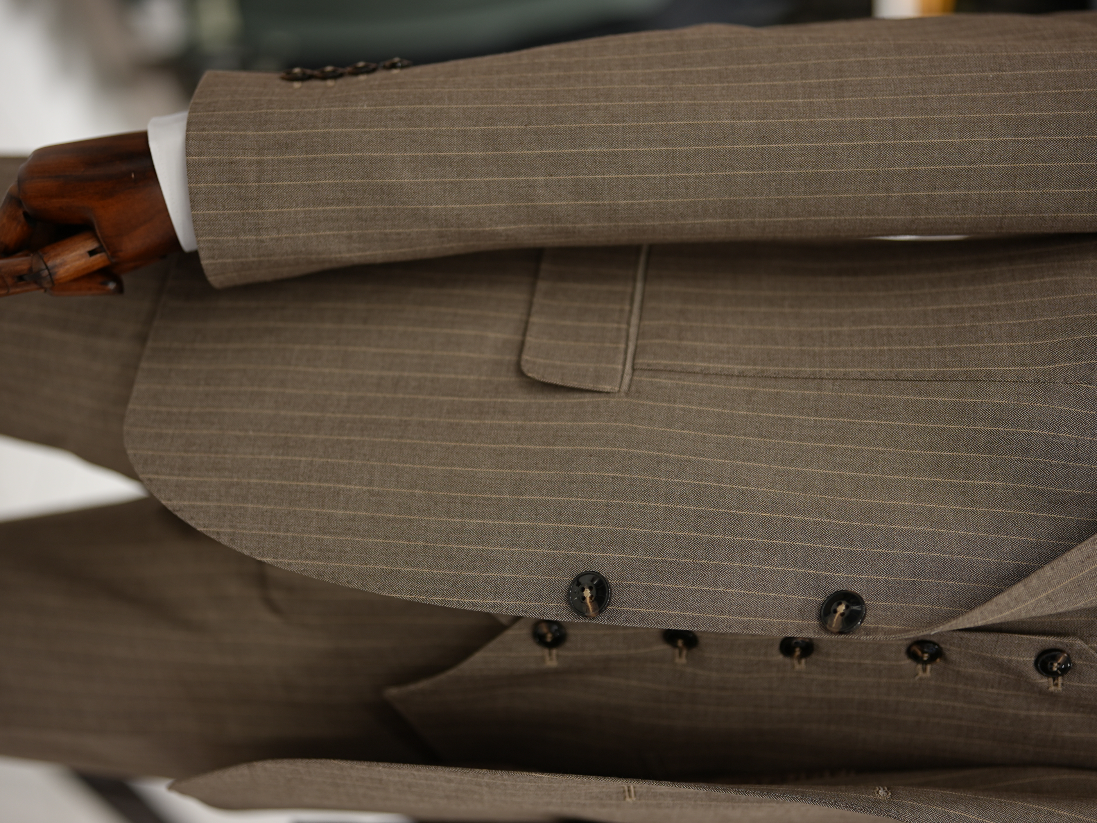 Erkek Premium Takım Elbise Slim Fit İtalyan Stil Ceket Yelek Pantolon - Sütlü Kahve