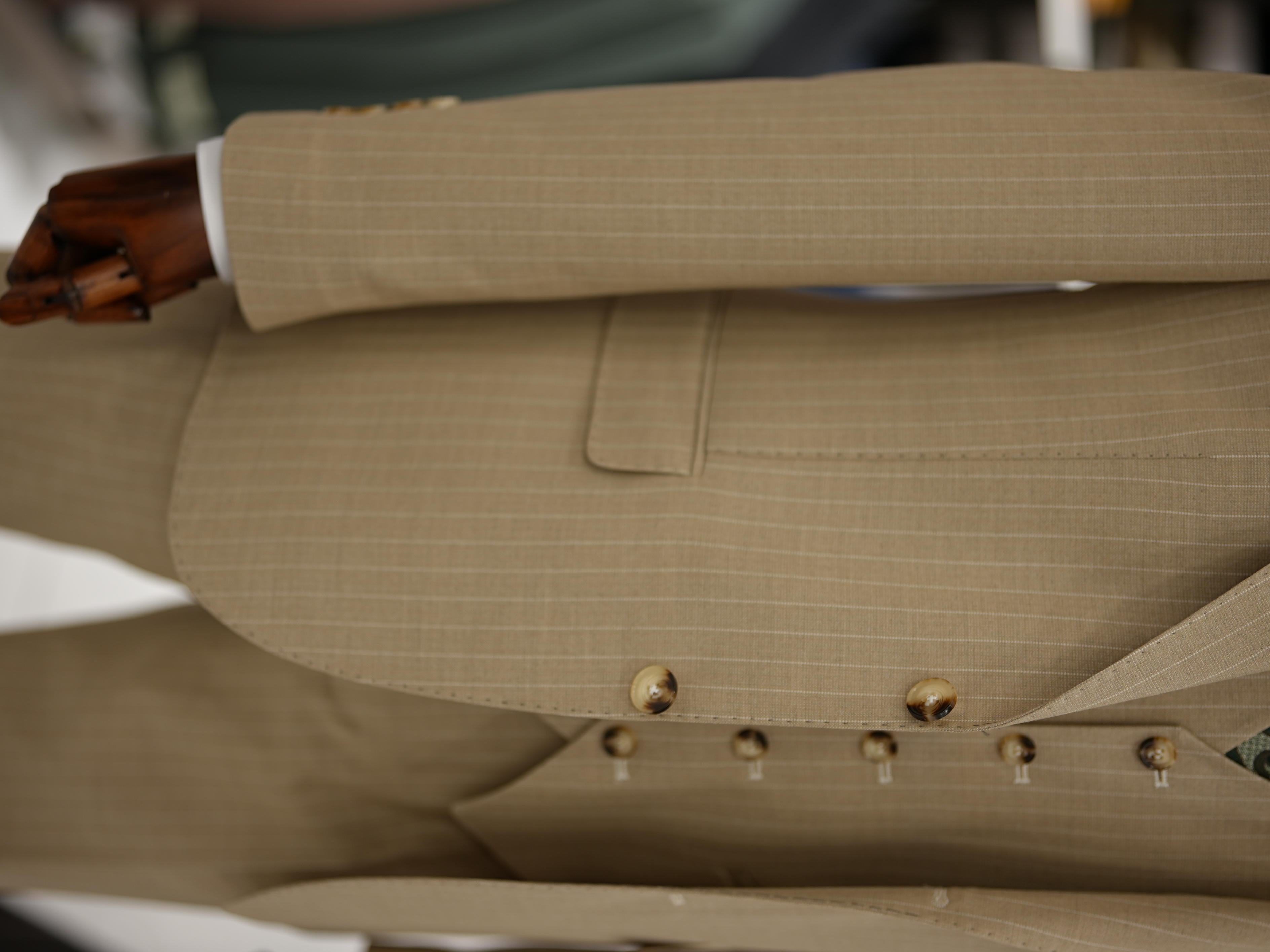 Erkek Premium Takım Elbise Slim Fit İtalyan Stil Ceket Yelek Pantolon - Krem