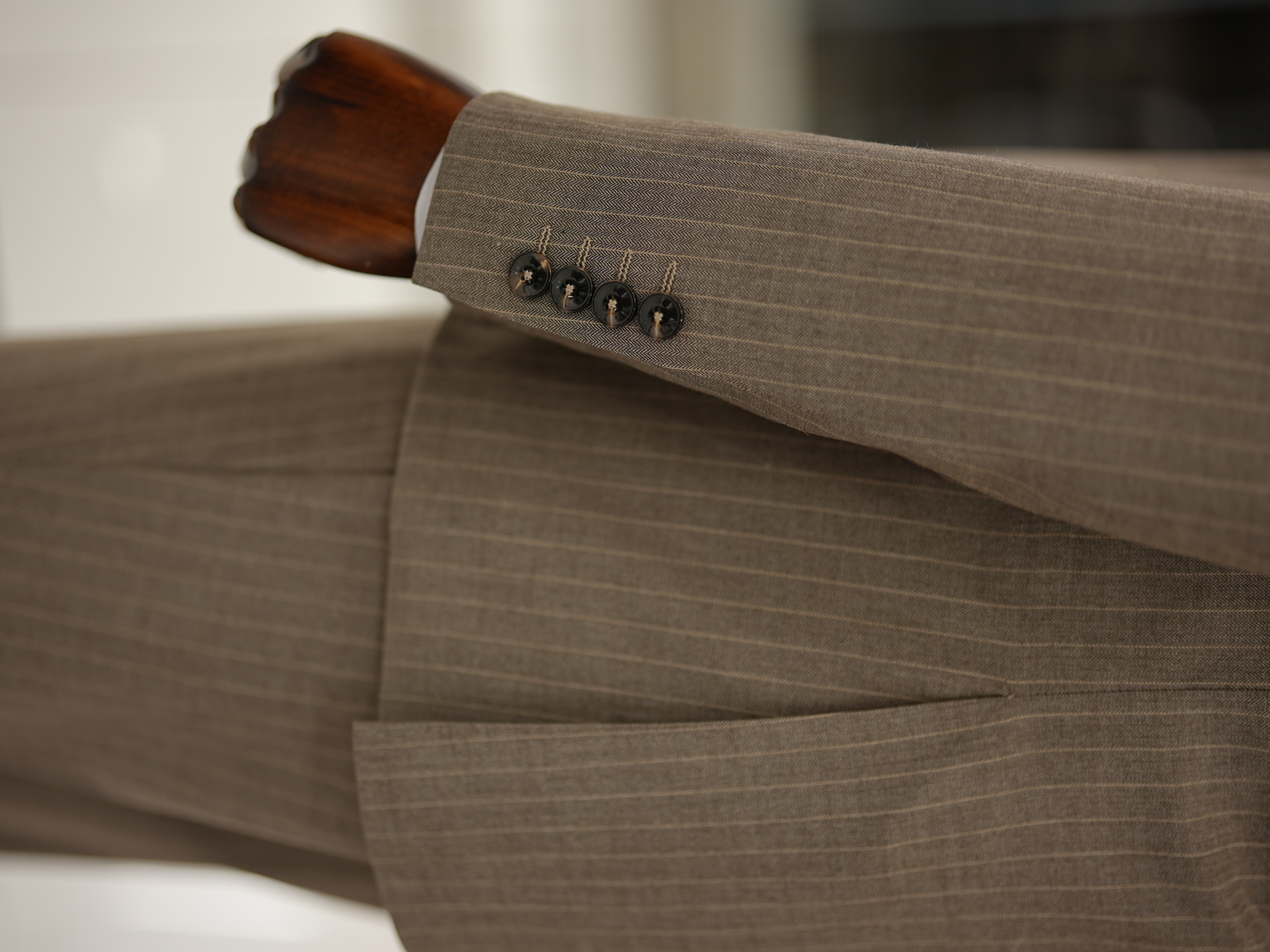 Erkek Premium Takım Elbise Slim Fit İtalyan Stil Ceket Yelek Pantolon - Sütlü Kahve