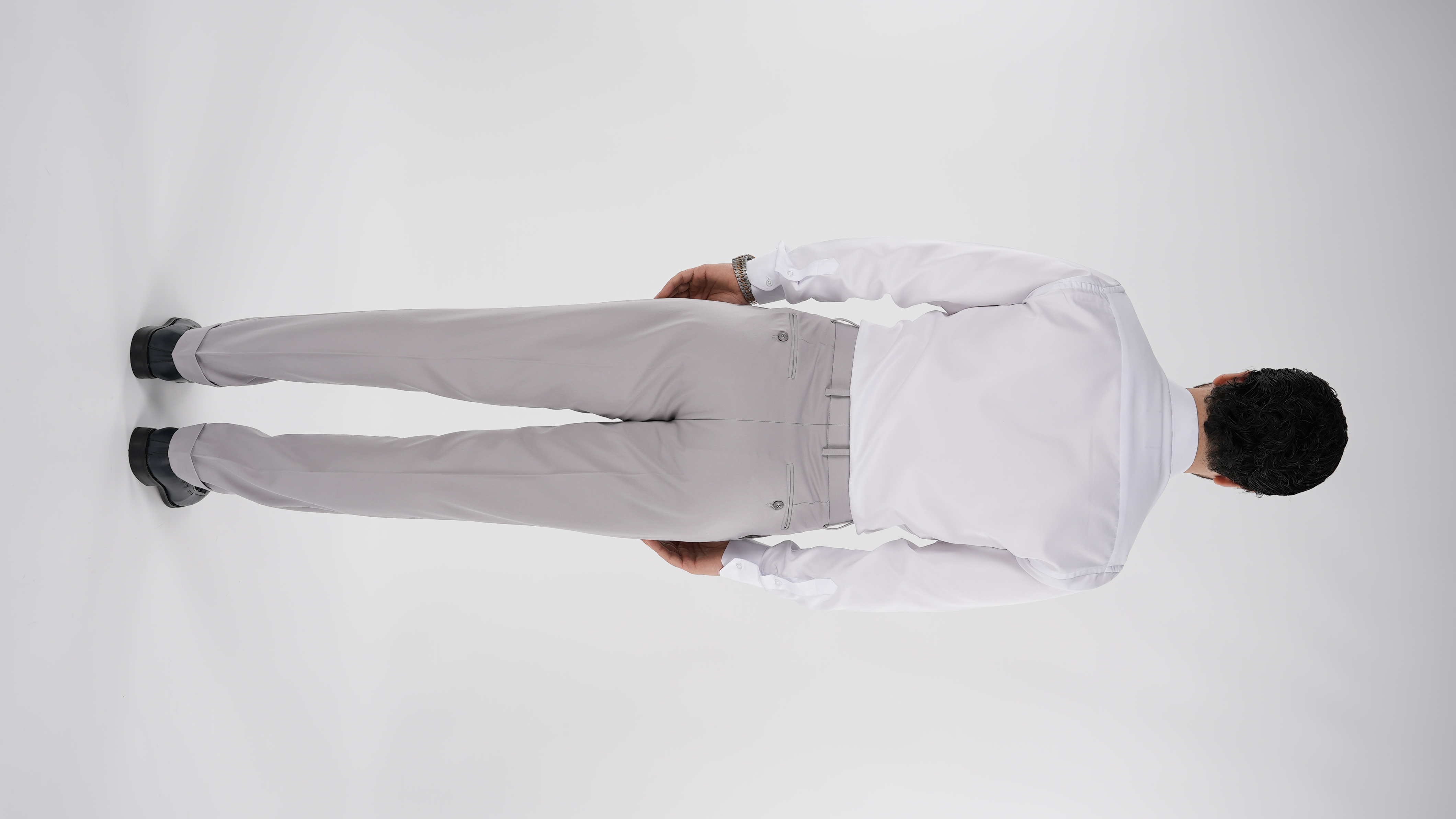 Erkek Regular Fit Yüksek Bel Piliseli Tokalı Kumaş Pantolon - Acık Gri