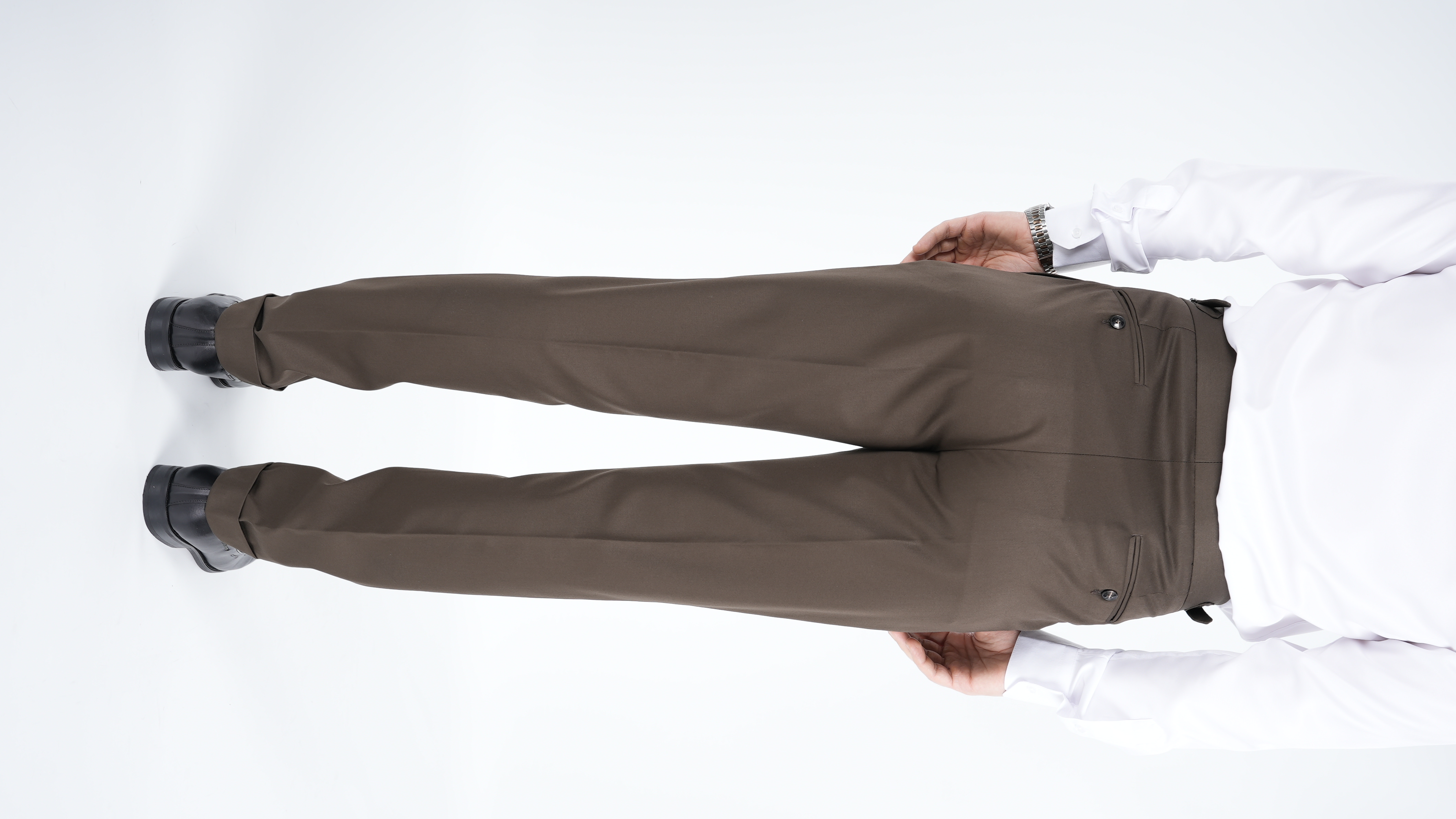 Erkek Regular Fit Yüksek Bel Piliseli Tokalı Kumaş Pantolon - Haki