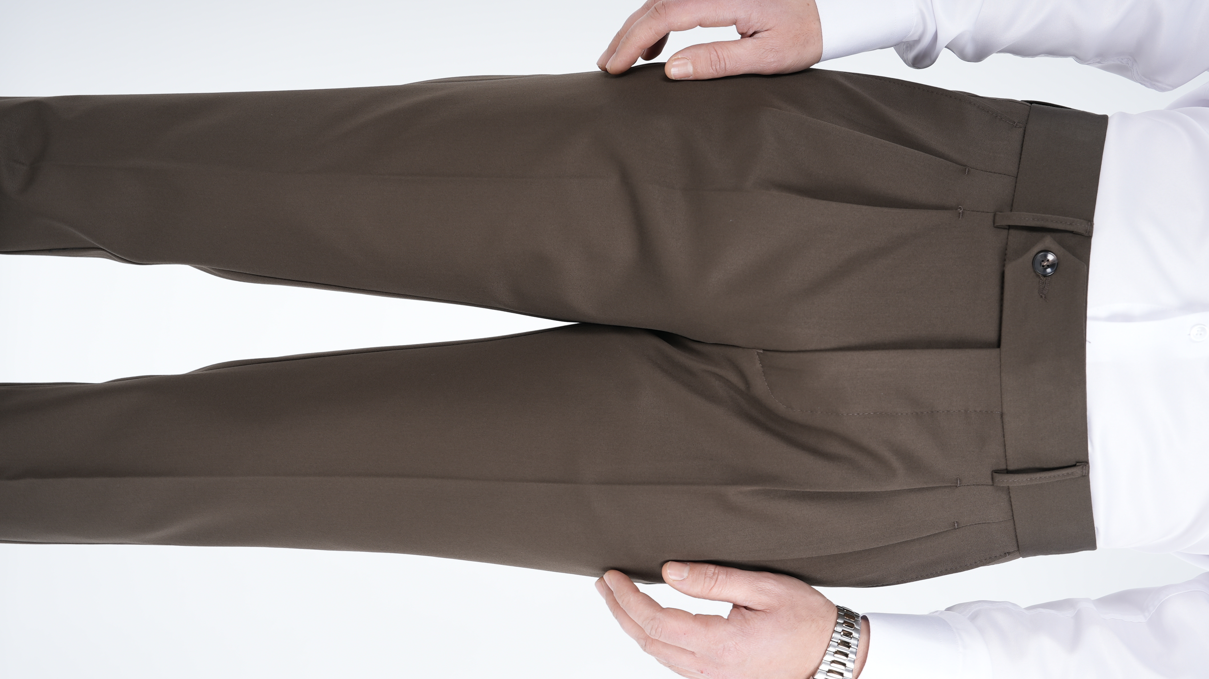 Erkek Regular Fit Yüksek Bel Piliseli Tokalı Kumaş Pantolon - Haki