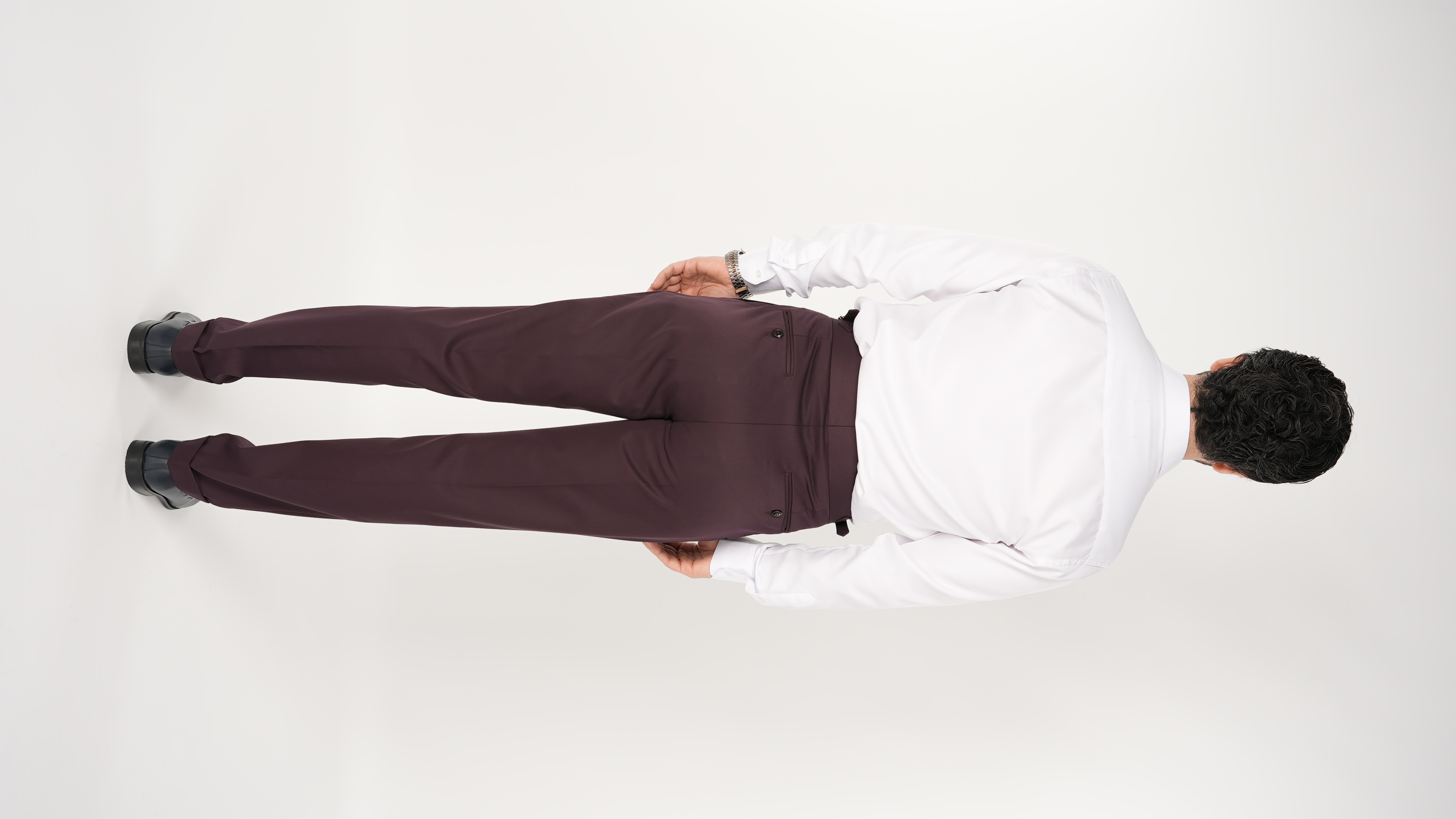 Erkek Regular Fit Yüksek Bel Piliseli Tokalı Kumaş Pantolon - Bordo