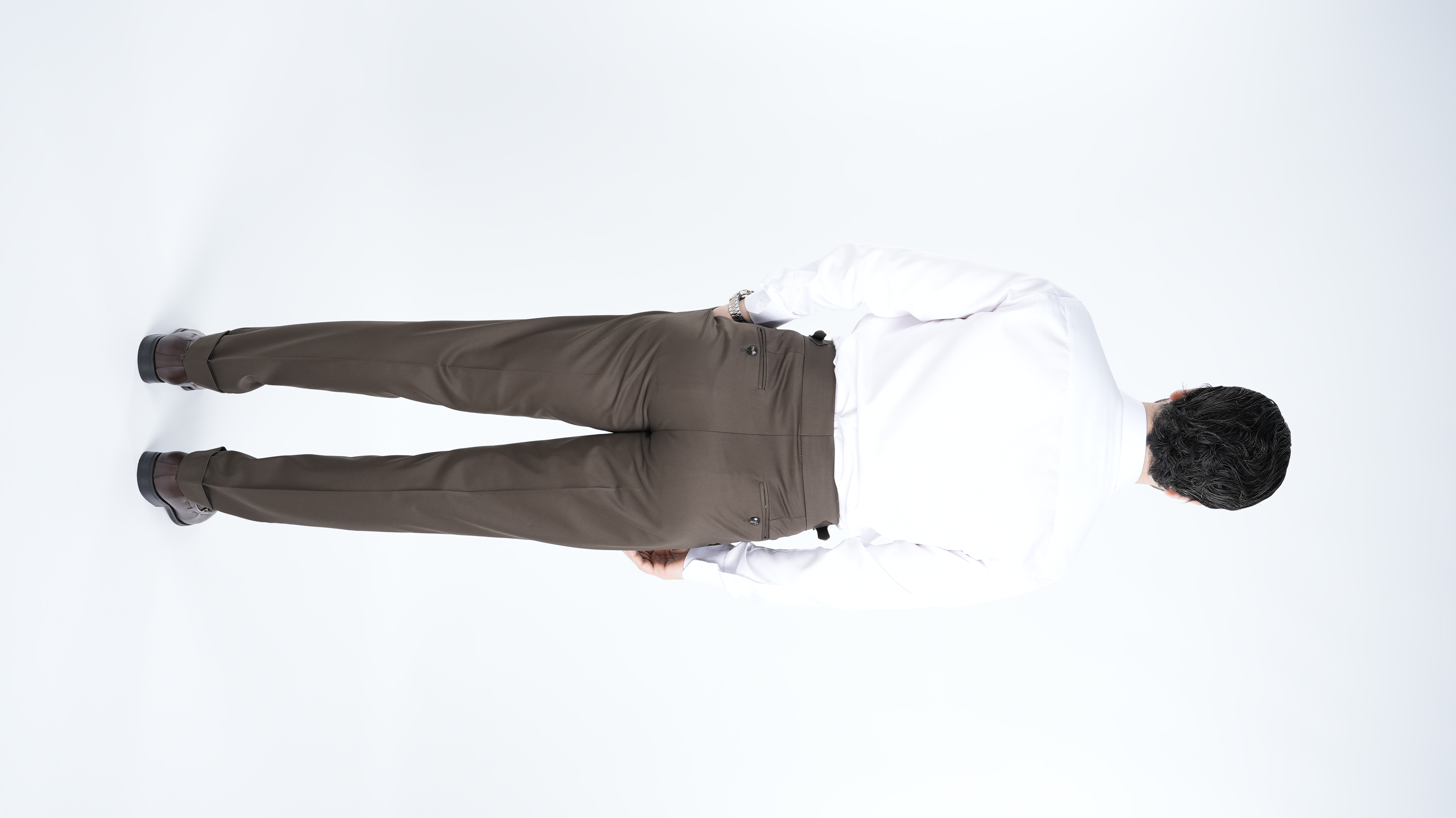 Erkek Regular Fit Yüksek Bel Piliseli-Tokalı Kumaş Pantolon - Haki