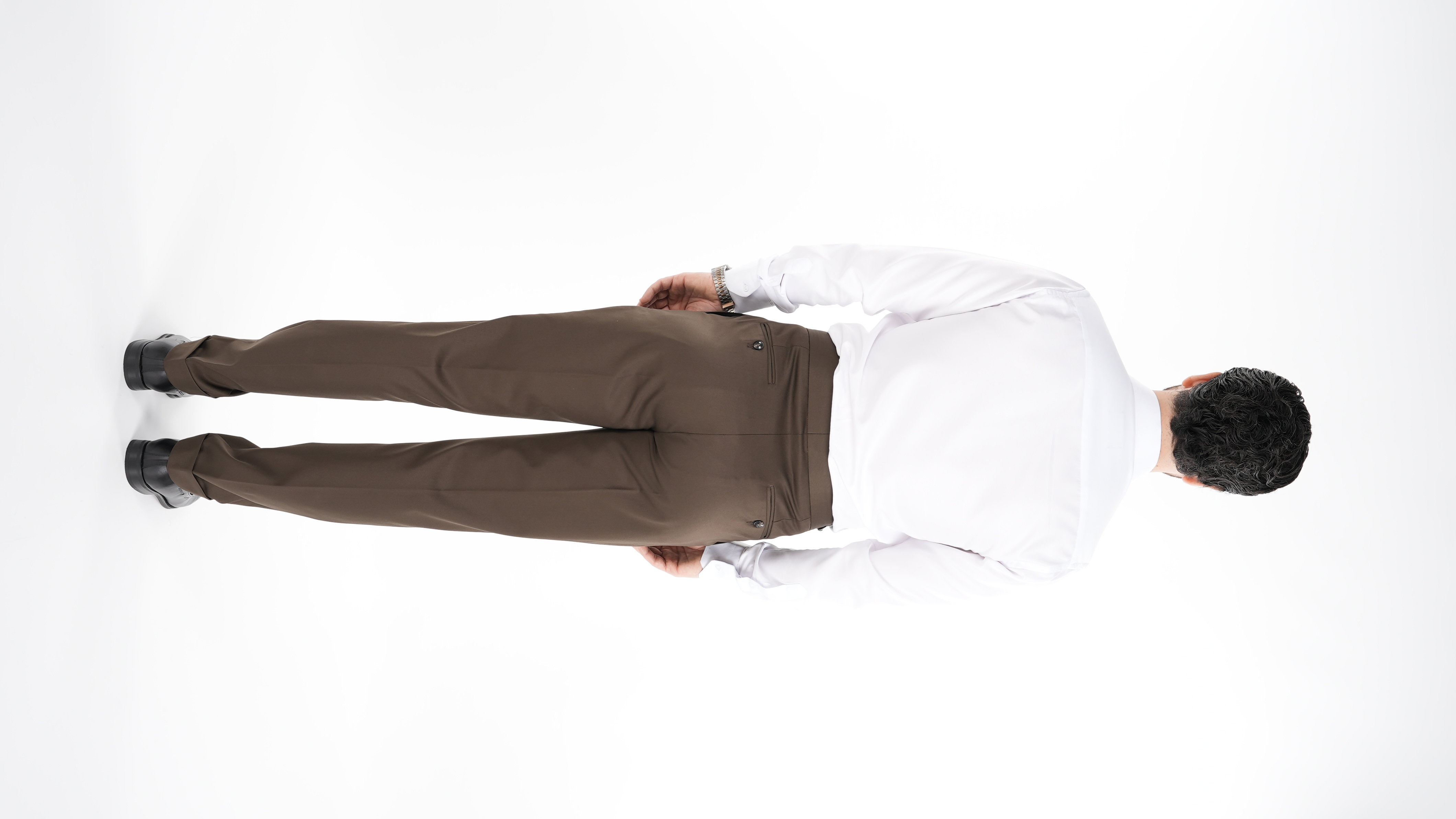 Erkek Regular Fit Yüksek Bel Piliseli Kumaş Pantolon - Sütlü Kahve