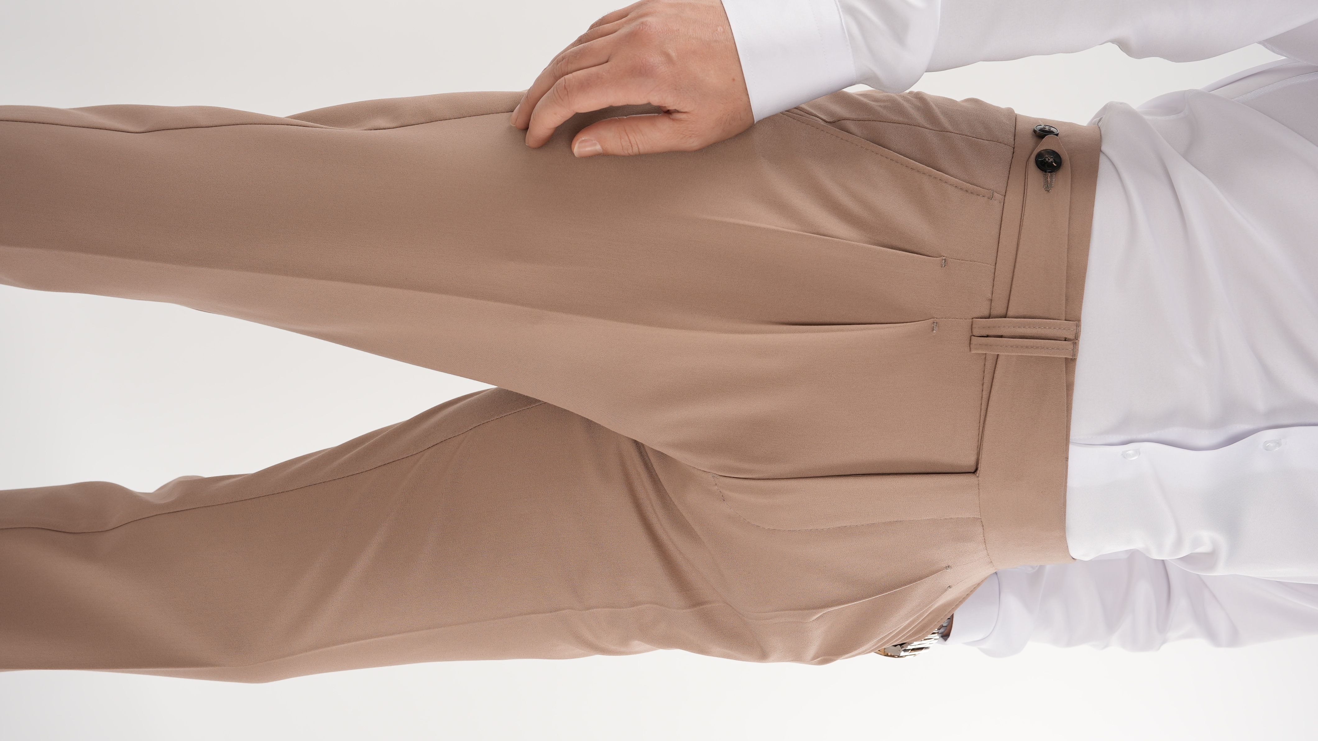 Erkek Regular Fit Yüksek Bel Piliseli Kumaş Pantolon - Taba