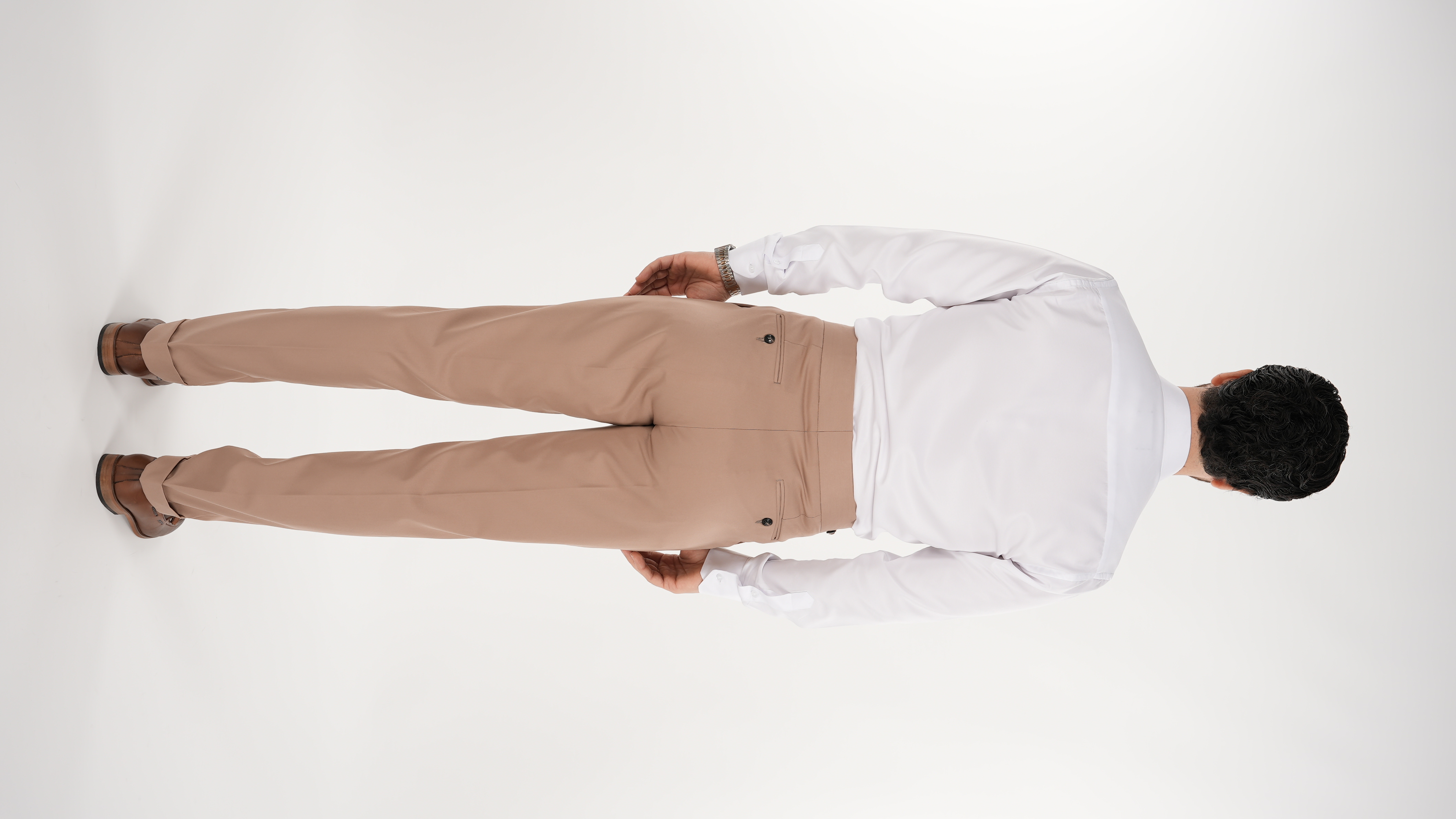 Erkek Regular Fit Yüksek Bel Piliseli Kumaş Pantolon - Taba