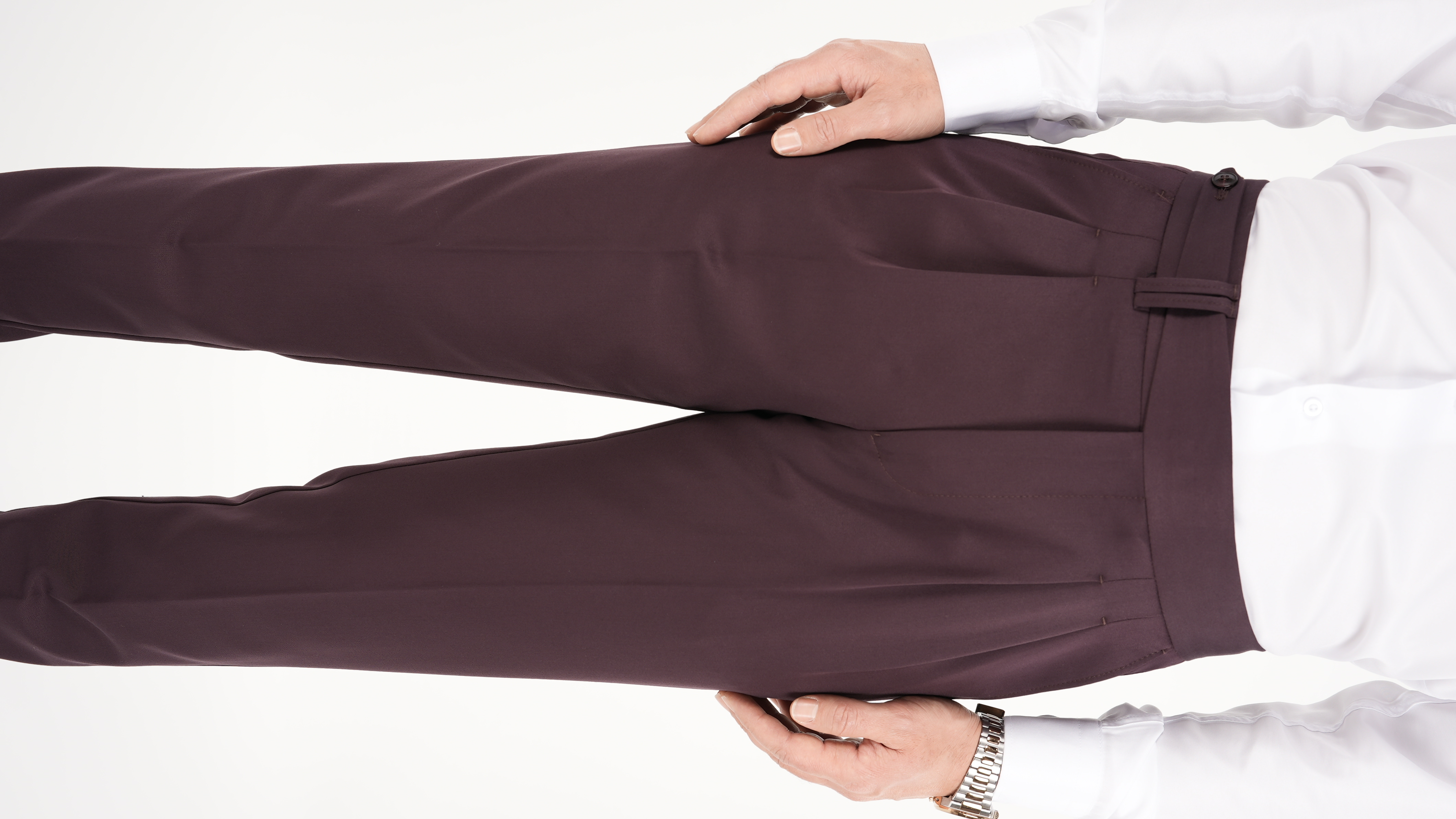 Erkek Regular Fit Yüksek Bel Piliseli Kumaş Pantolon - Bordo