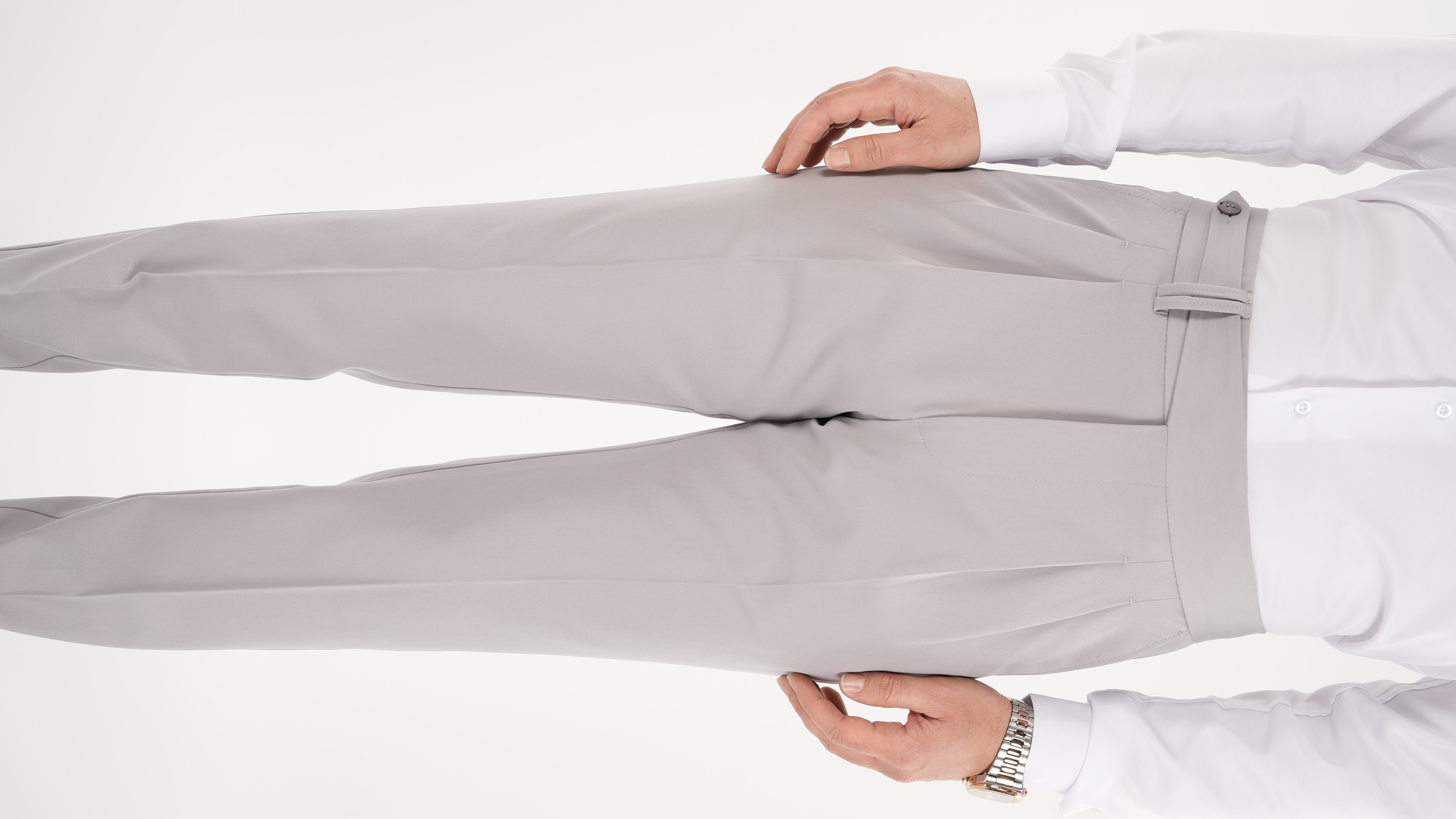 Erkek Regular Fit Yüksek Bel Piliseli Kumaş Pantolon - Acık Gri