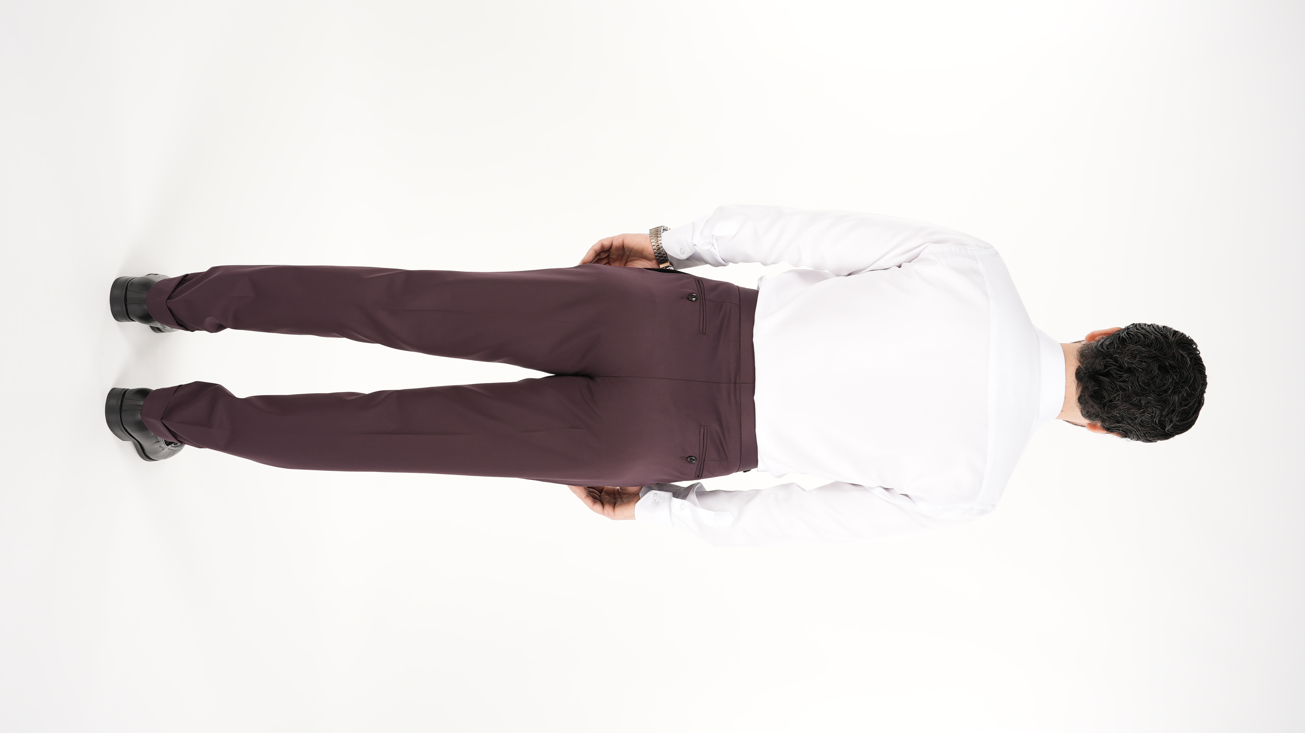 Erkek Regular Fit Yüksek Bel Piliseli Kumaş Pantolon - Bordo