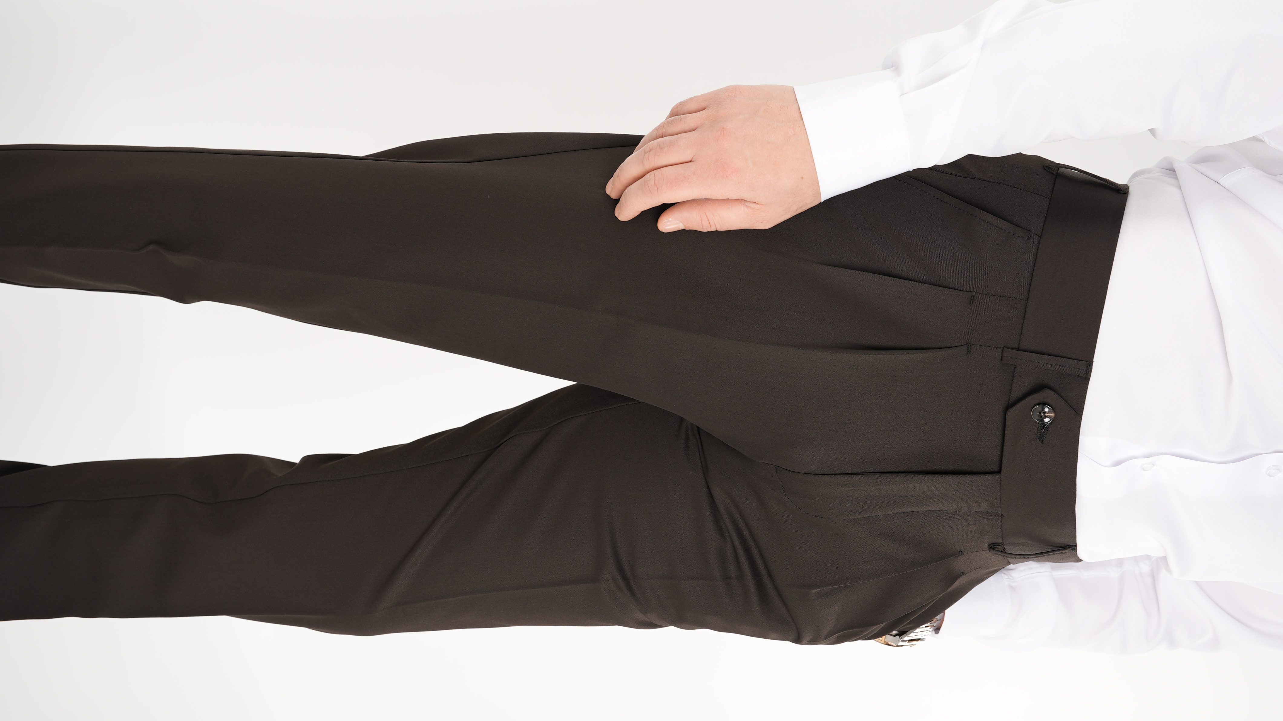 Erkek Regular Fit Yüksek Bel Piliseli Tokalı Kumaş Pantolon - Acı Kahve