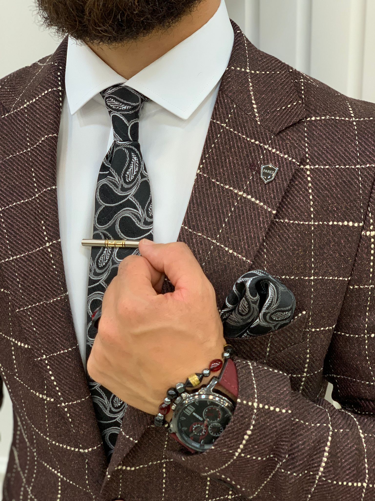 Erkek Slim Fit Ceket - Bordo