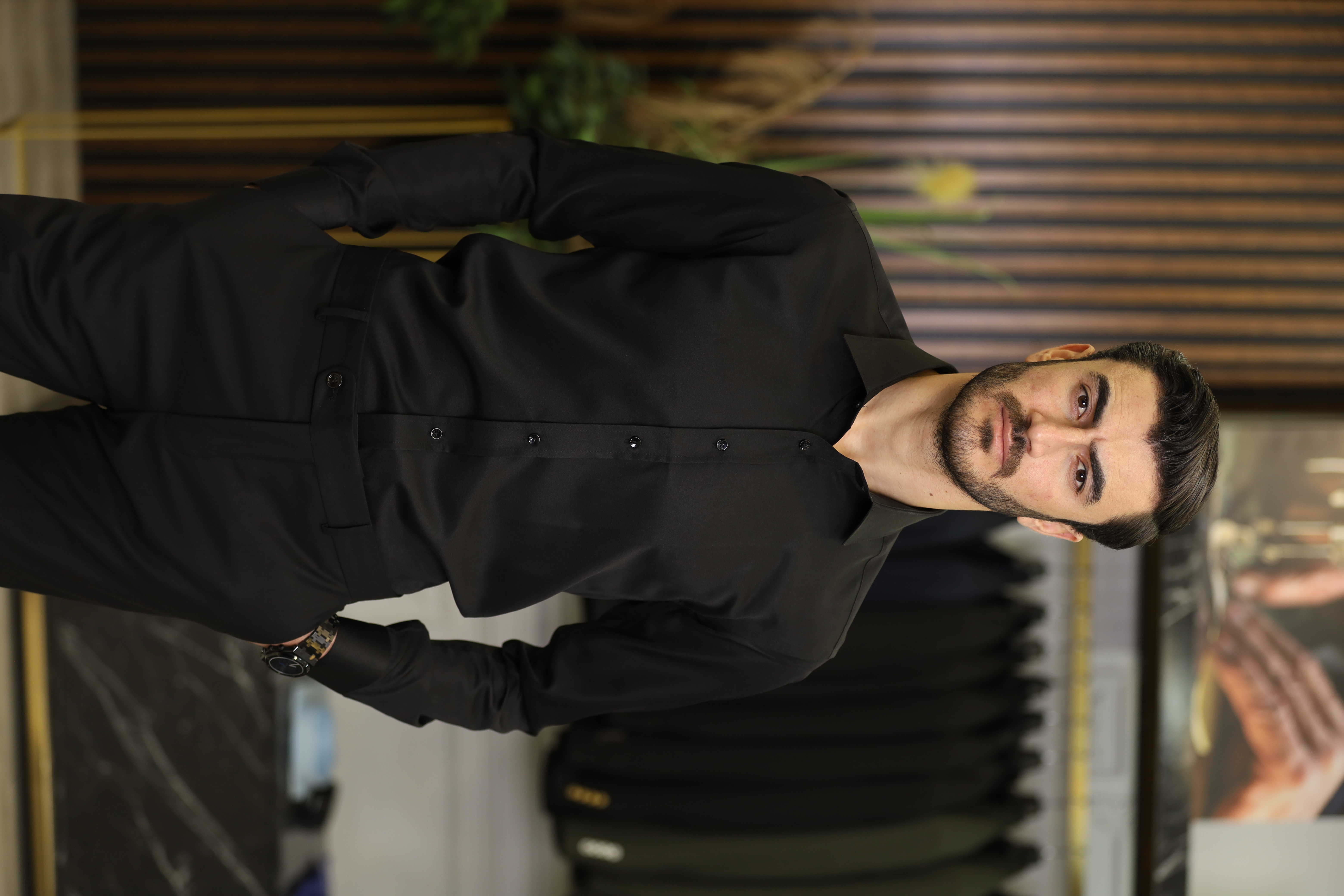 Erkek Slim Fit Gömlek - Siyah