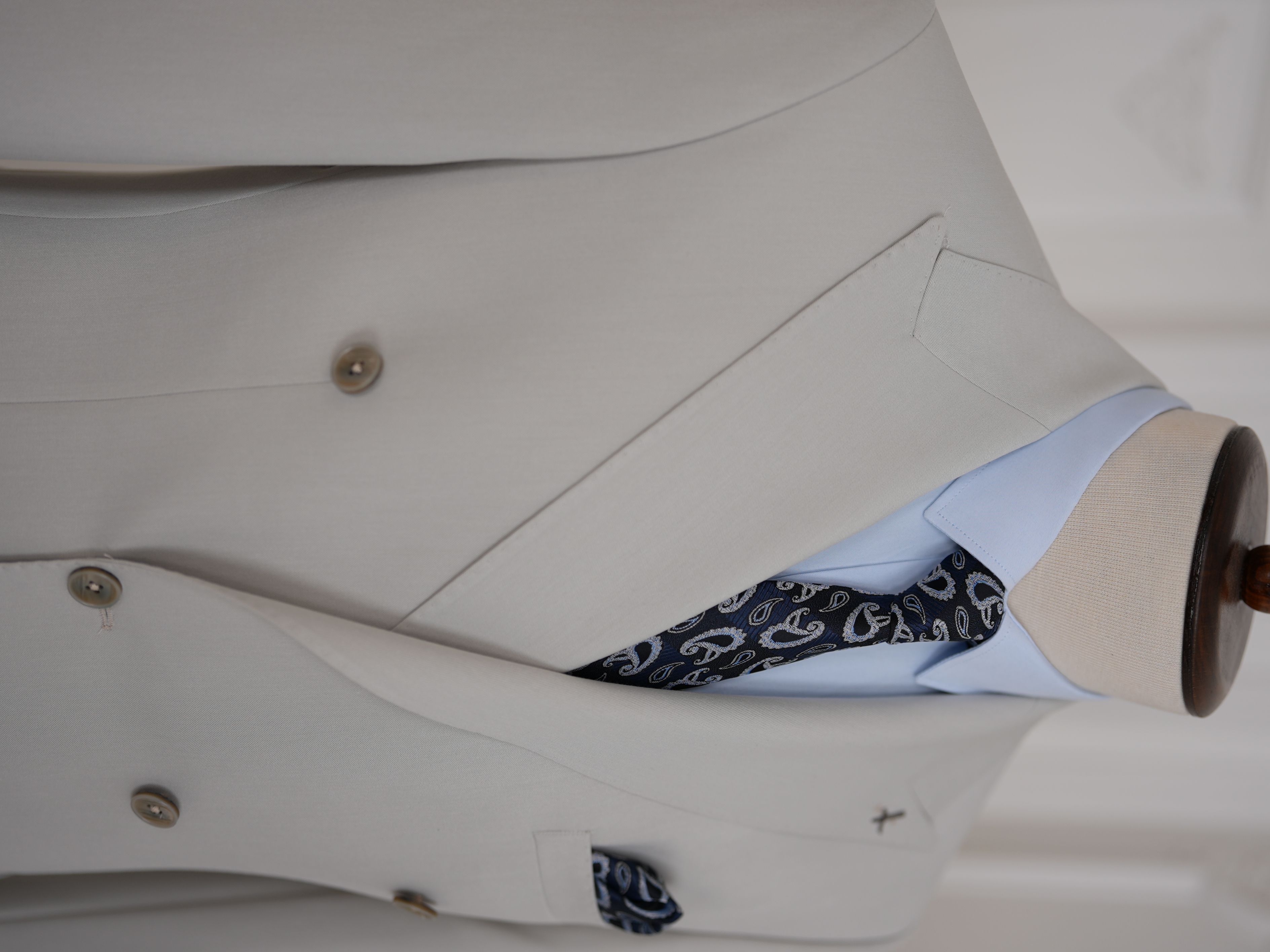 Erkek Slim Fit İtalyan Stil Kruvaze Takım Elbise Ceket Pantolon - Taş