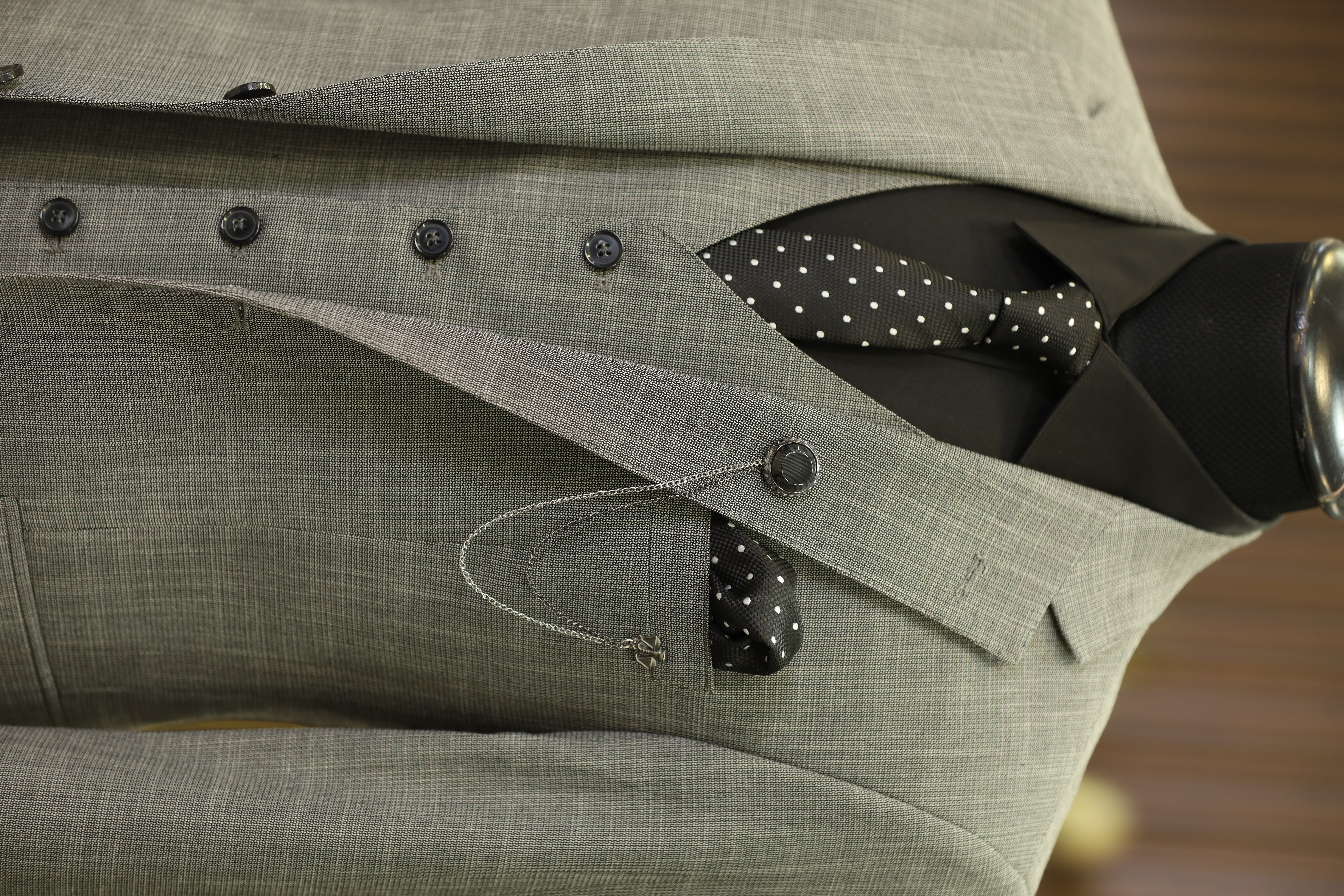 Erkek Slim Fit İtalyan Stil Mono Yaka Takım Elbise - Gri
