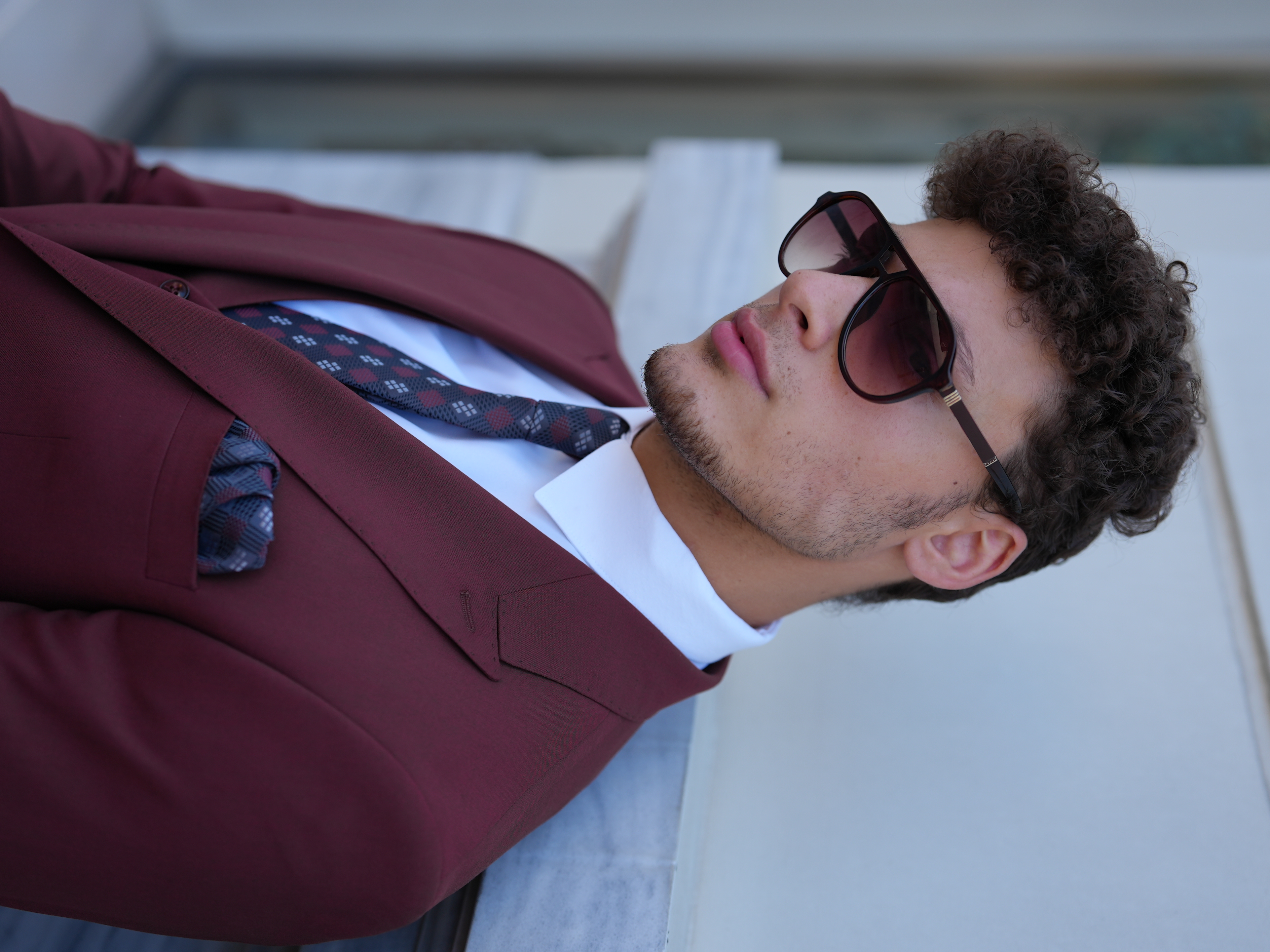 Erkek Slim Fit İtalyan Stil Takım Elbise - Kiremit
