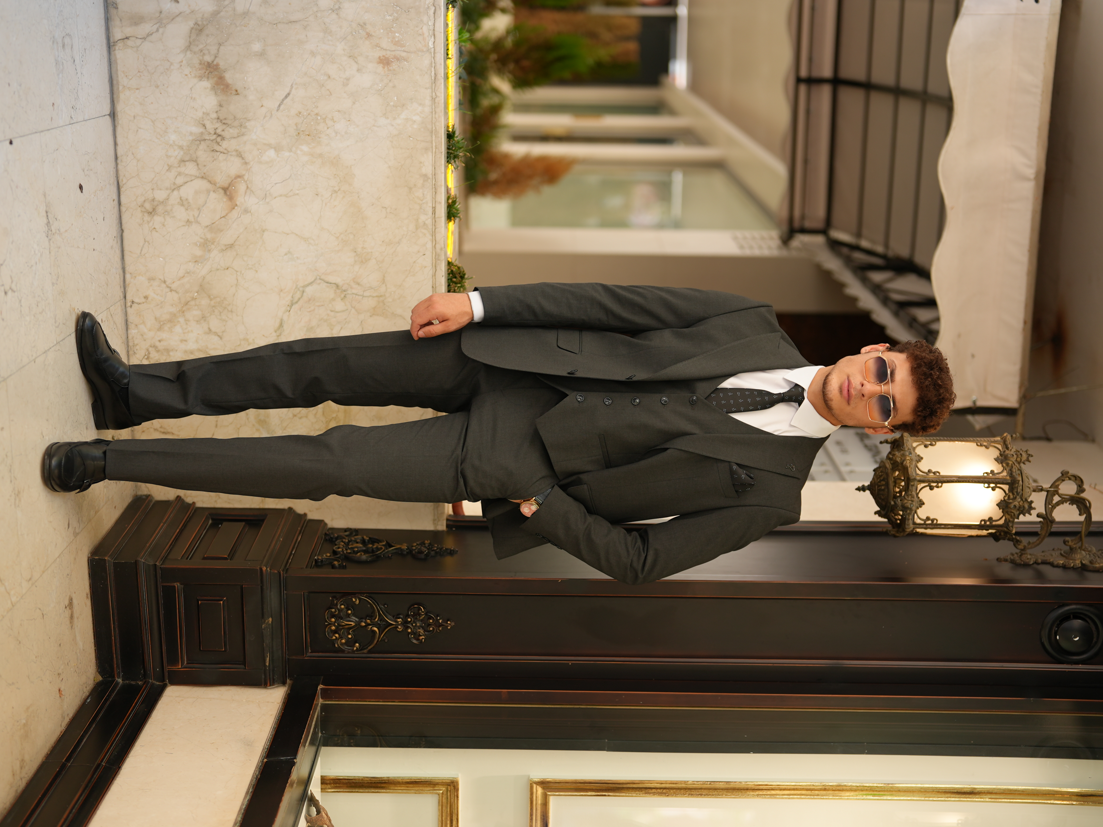 Erkek Slim Fit İtalyan Stil Takım Elbise - Antrasit