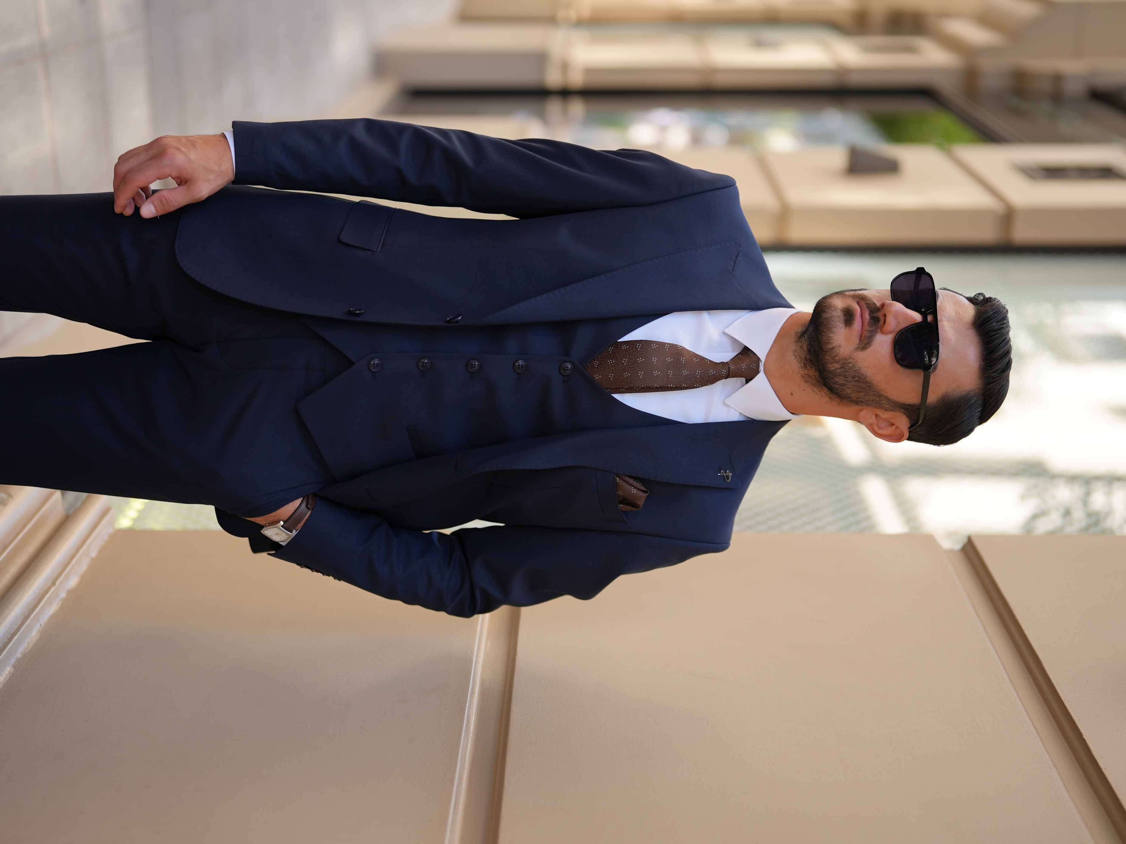 Erkek Slim Fit İtalyan Stil Takım Elbise - Lacivert