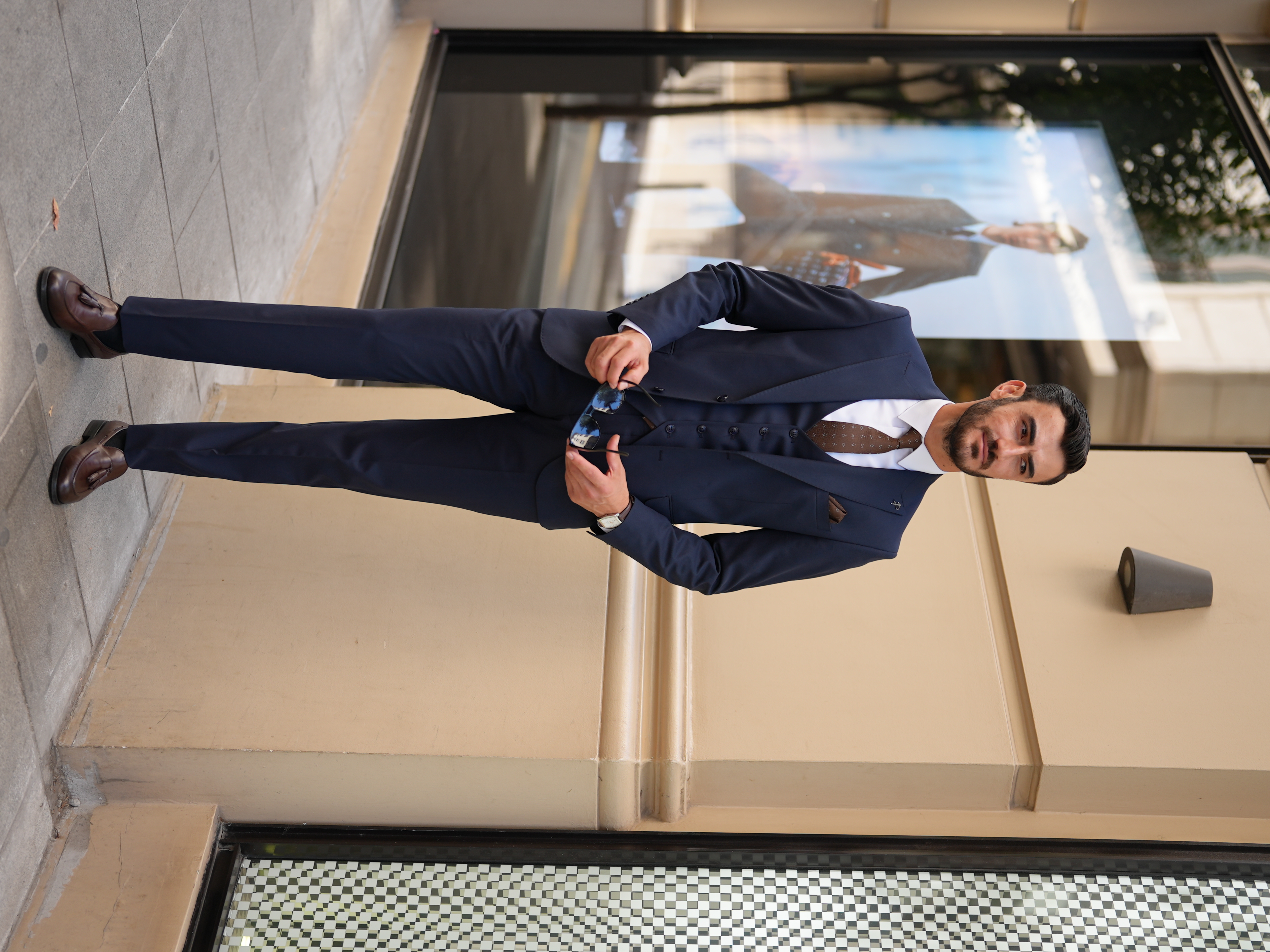 Erkek Slim Fit İtalyan Stil Takım Elbise - Lacivert
