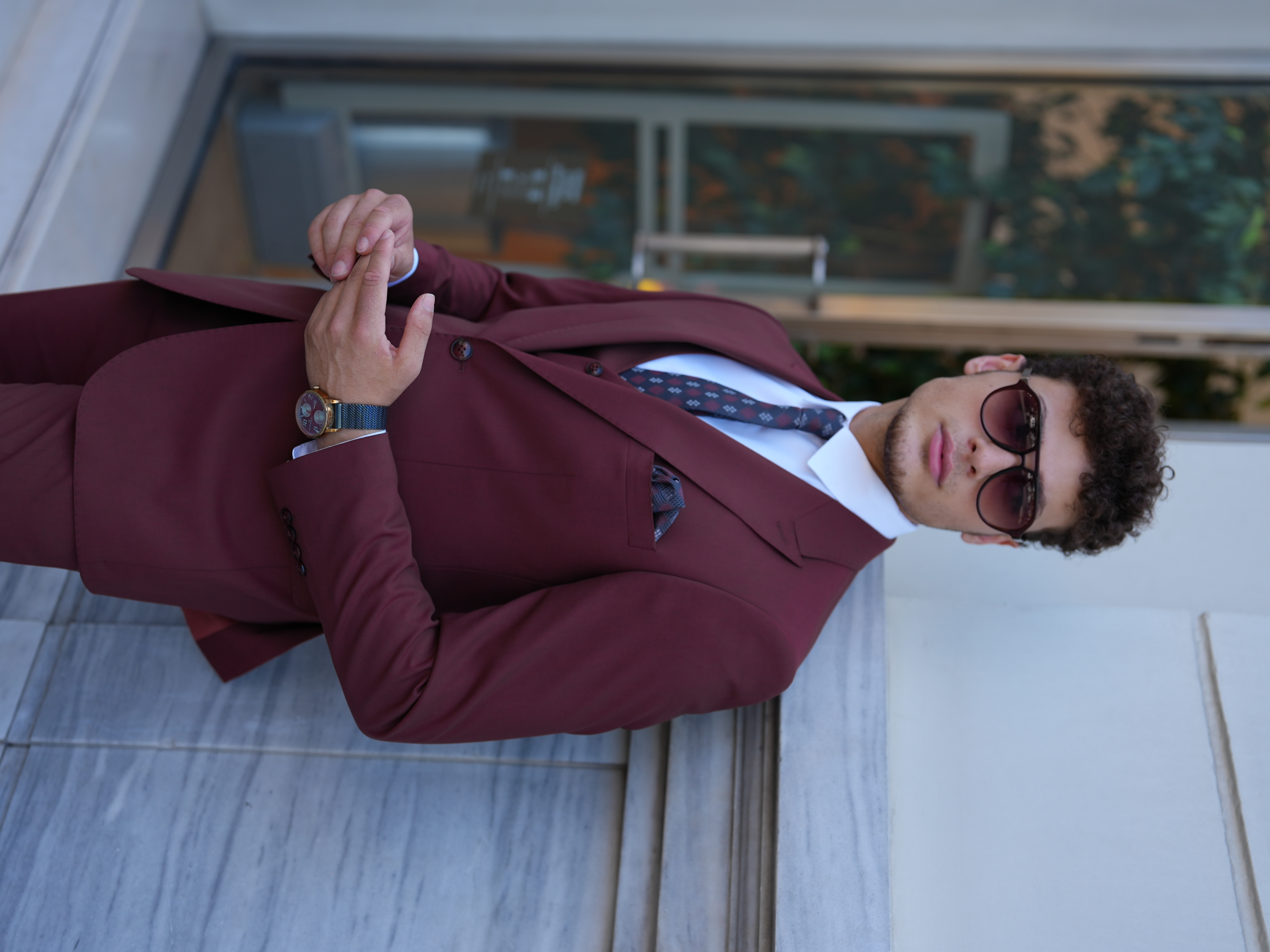 Erkek Slim Fit İtalyan Stil Takım Elbise - Kiremit