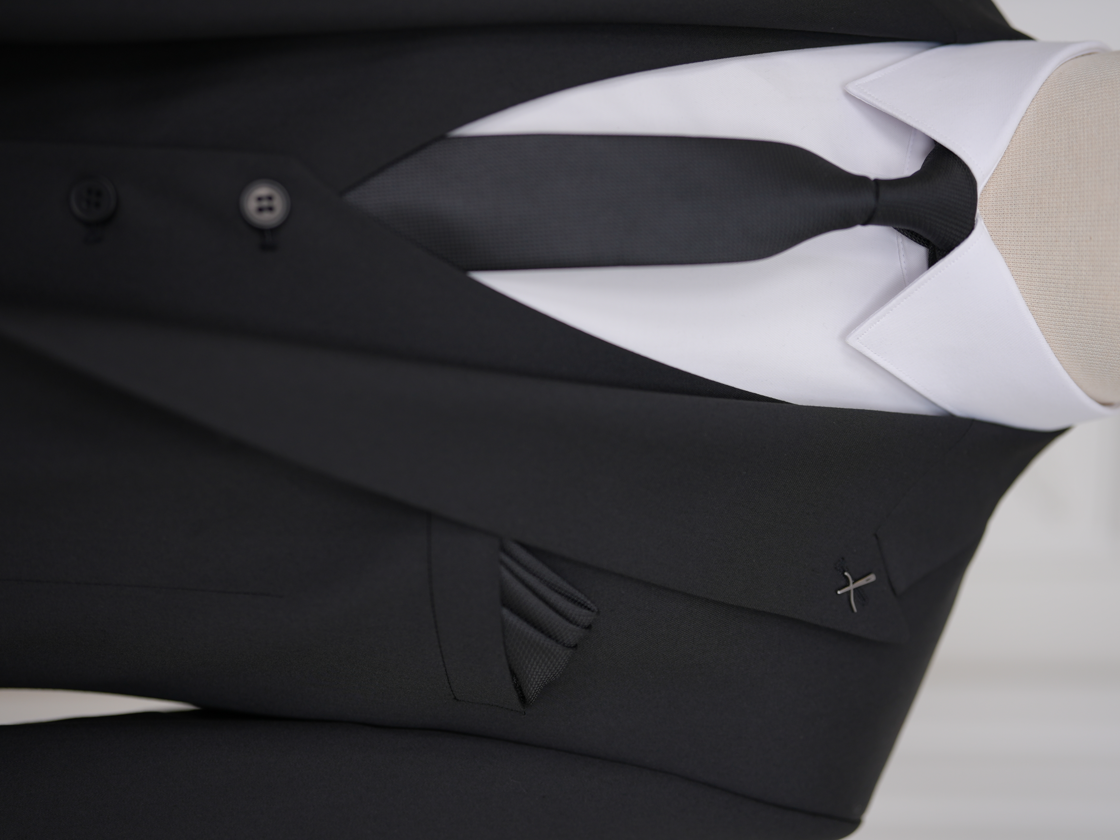 Erkek Slim Fit İtalyan Stil Yelekli Takım Elbise - Siyah