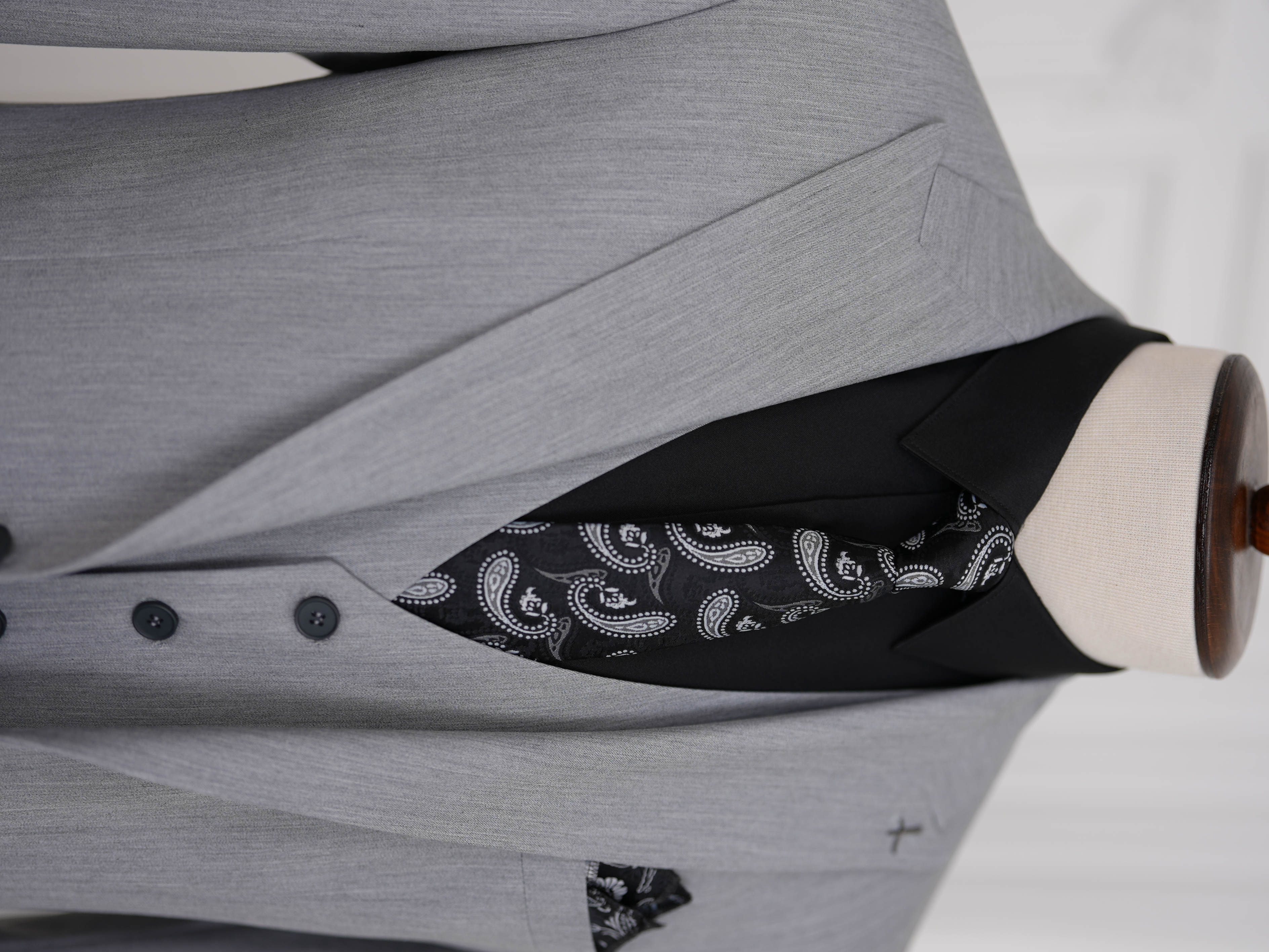 Erkek Slim Fit İtalyan Stil Yelekli Takım Elbise - Acık Gri