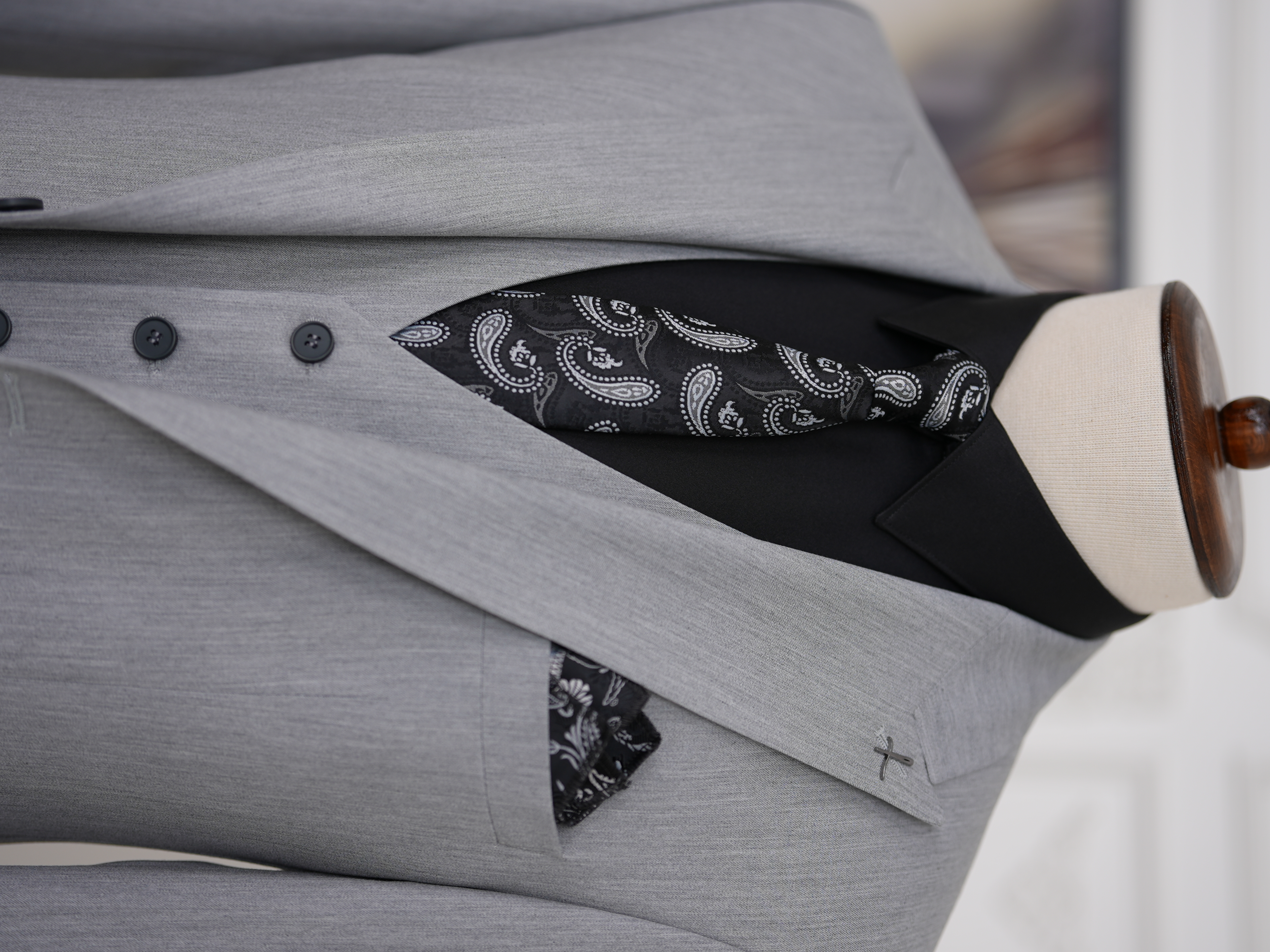 Erkek Slim Fit İtalyan Stil Yelekli Takım Elbise - Acık Gri