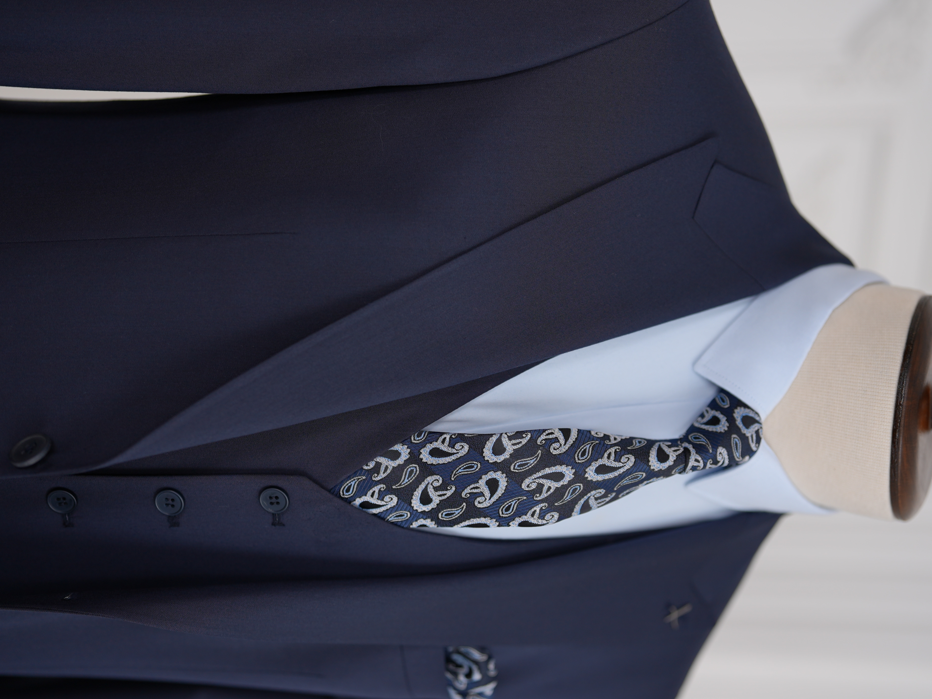 Erkek Slim Fit İtalyan Stil Yelekli Takım Elbise - Lacivert