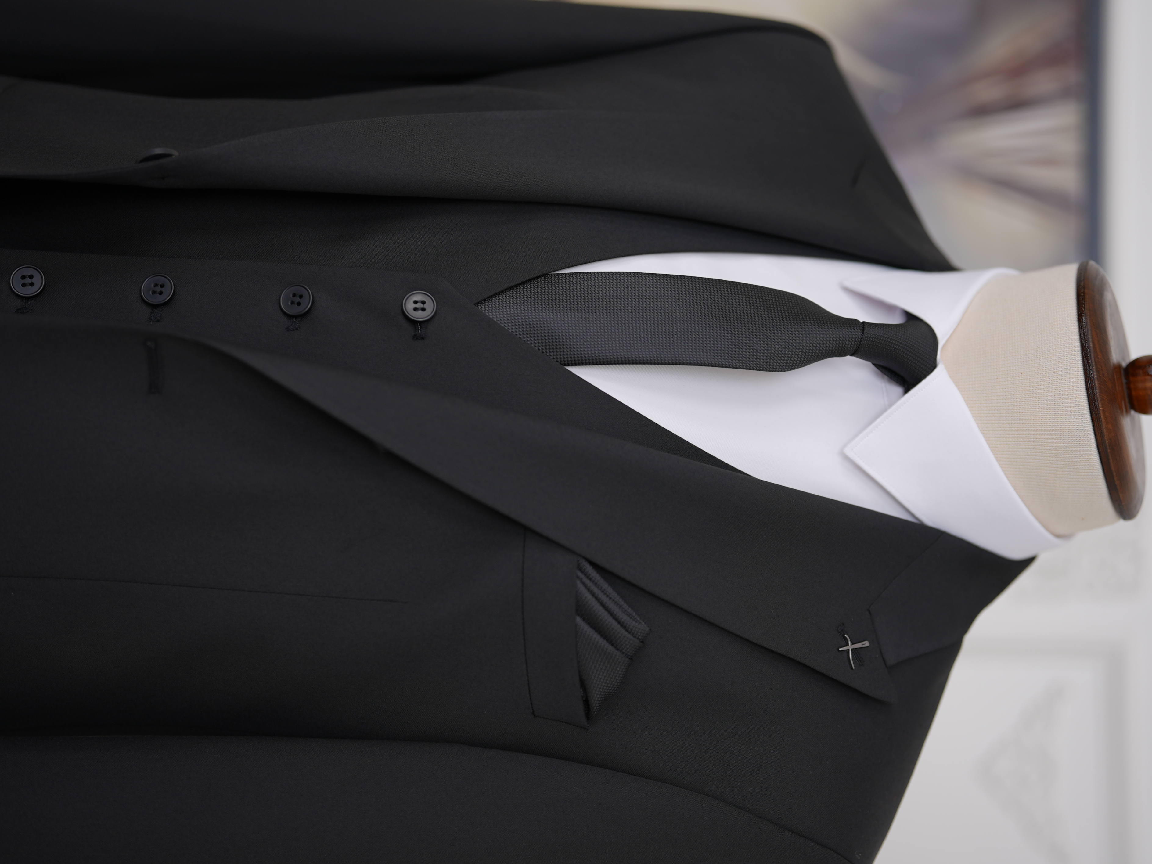 Erkek Slim Fit İtalyan Stil Yelekli Takım Elbise - Siyah
