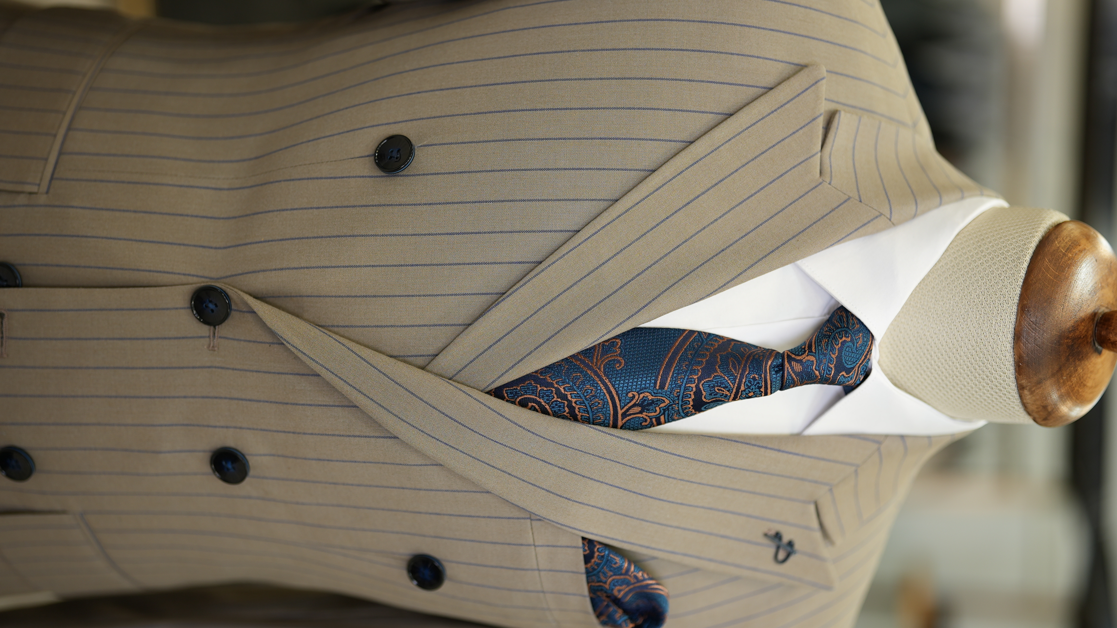 Pantaloni da giacca da abito doppiopetto slim fit da uomo - Marrone latte